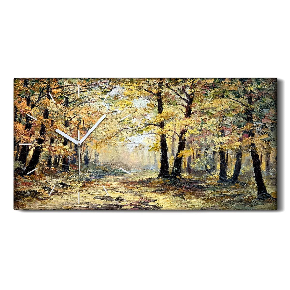 Horloge sur Toile 60x30cm Automne - Pendule Silencieuse Salon