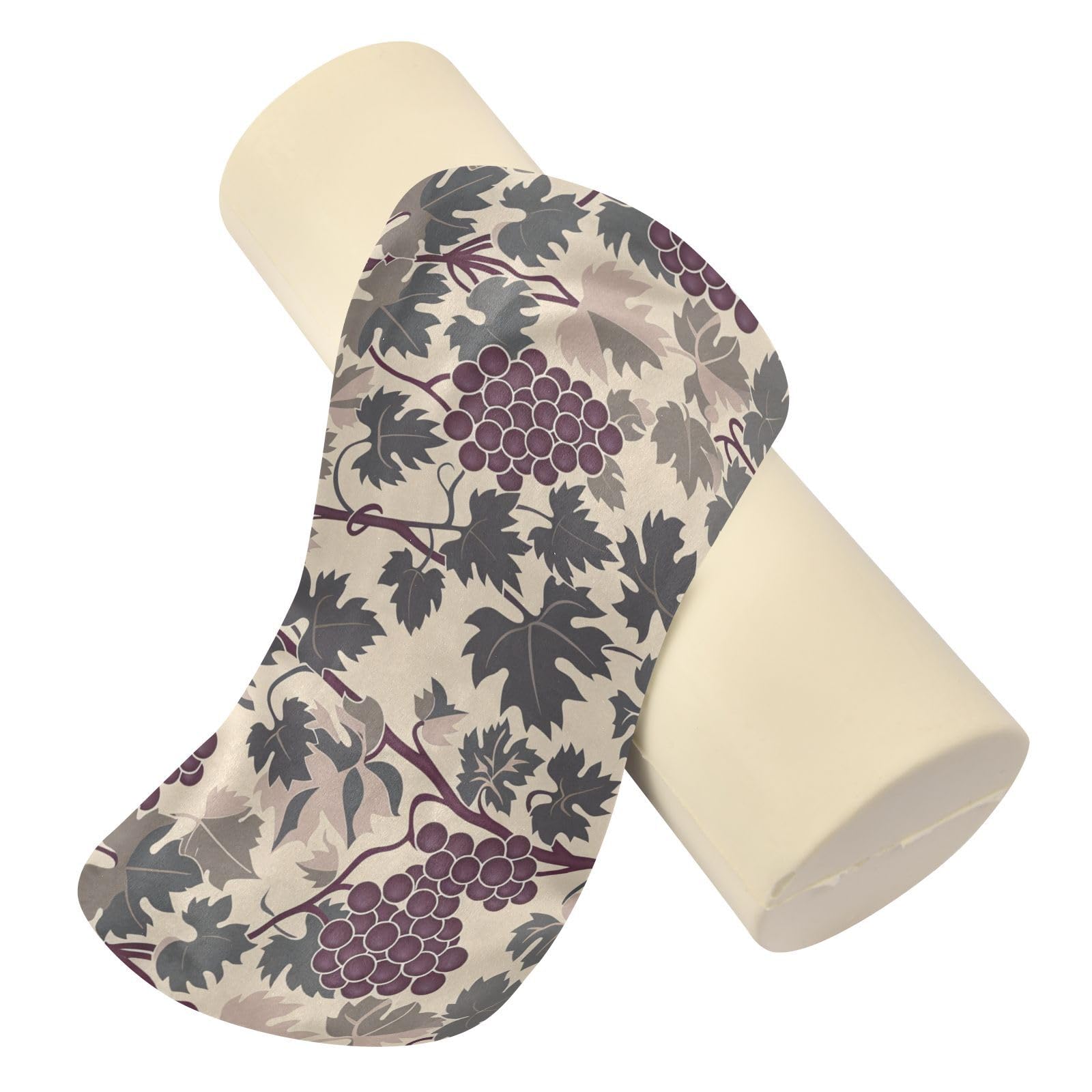 miaozhen William Morris Grape Purple Bolster Pillow Spa Memory Foam Neck Roll Pillow for Sleeping almohada para Yoga 5.5''x17''