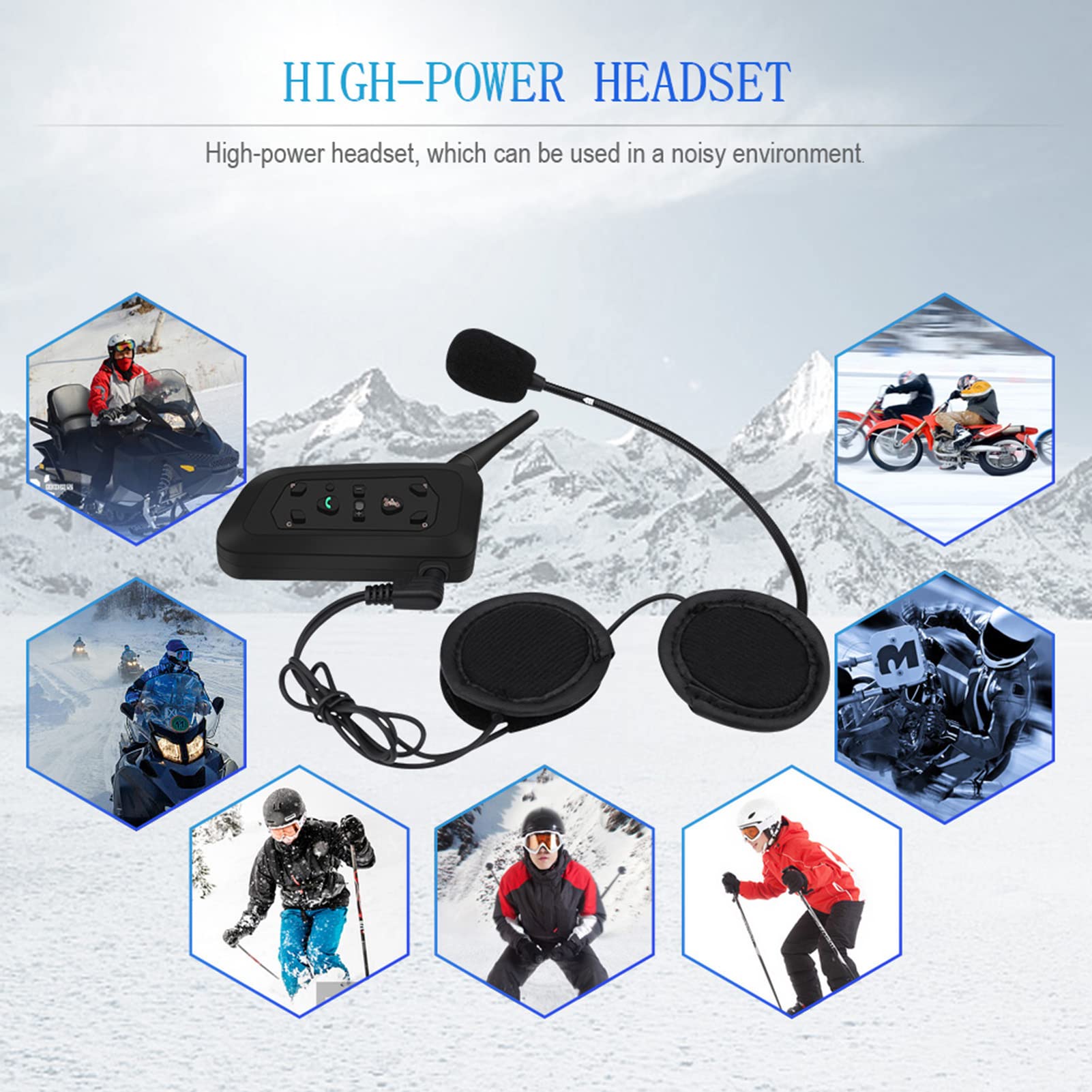Tbest V6 Pro Intercomunicador Bluetooth para Motocicleta Interfono para 6 Conductores Comunicación Alcance de 800 Metros Bluetooth 5.1 para Casco con Tiempo de Conversación de 29 Horas (Bolsas dobles)