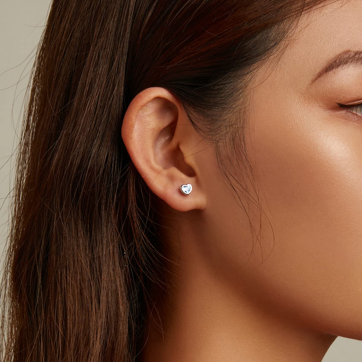 WZGWDC 925 Sterling Silber Liebe Ohrringe für Frauen Herzförmige Ohrstecker Zwei Farben Schmuck Hochzeitsgeschenk