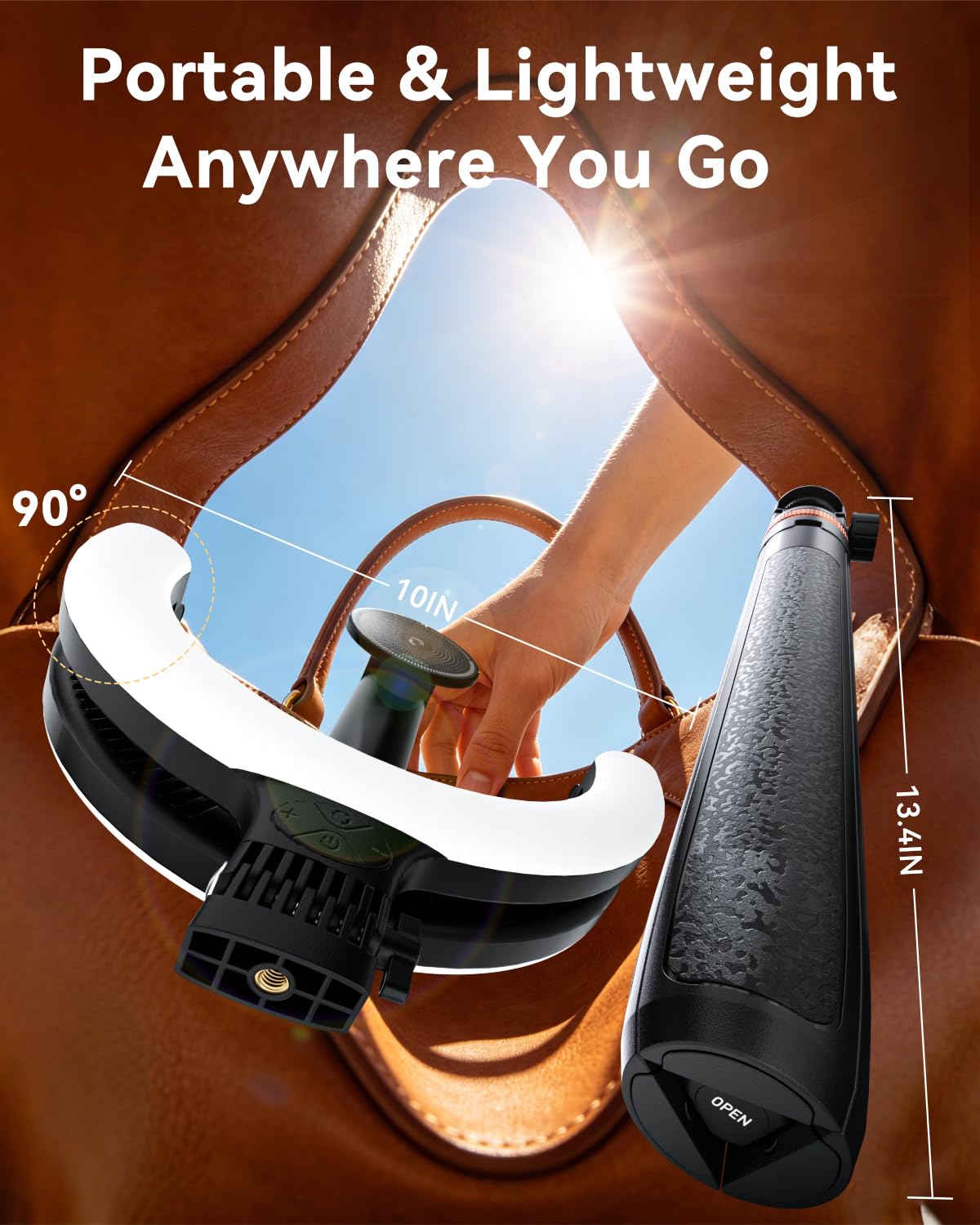 10,2" Magnetisches LED-Ringlicht Mit 76" Verstellbarem Stativ, 5000mAh Wiederaufladbares Selfie-Ringlicht Kompatibel Mit MagSafe Handy, Handyständer 3000K–6500K Beleuchtung Für TikTok, YouTube