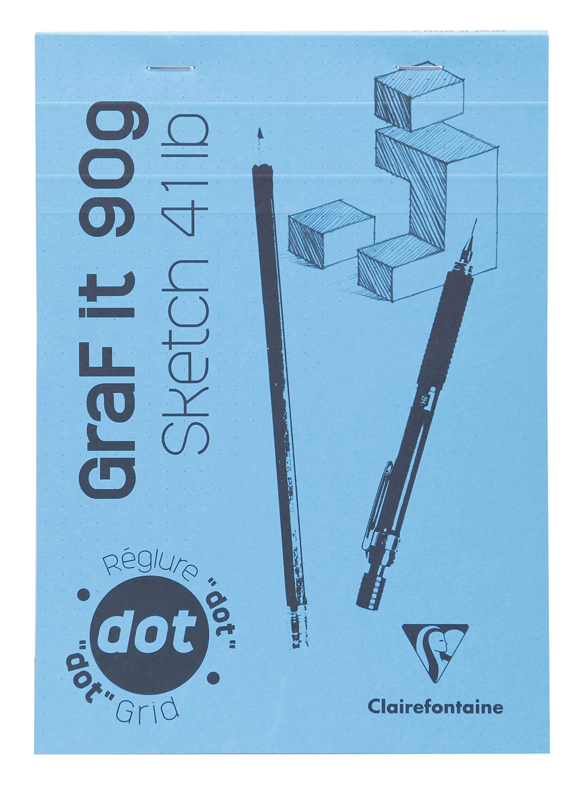 Clairefontaine 96651C - Packung mit 10 Skizzenblöcken GRAF IT, DIN A5 14,8x21cm, kopfseitig geheftet, Dot Lineatur 80 Blatt 90g, farbig sortiert, 1 Pack