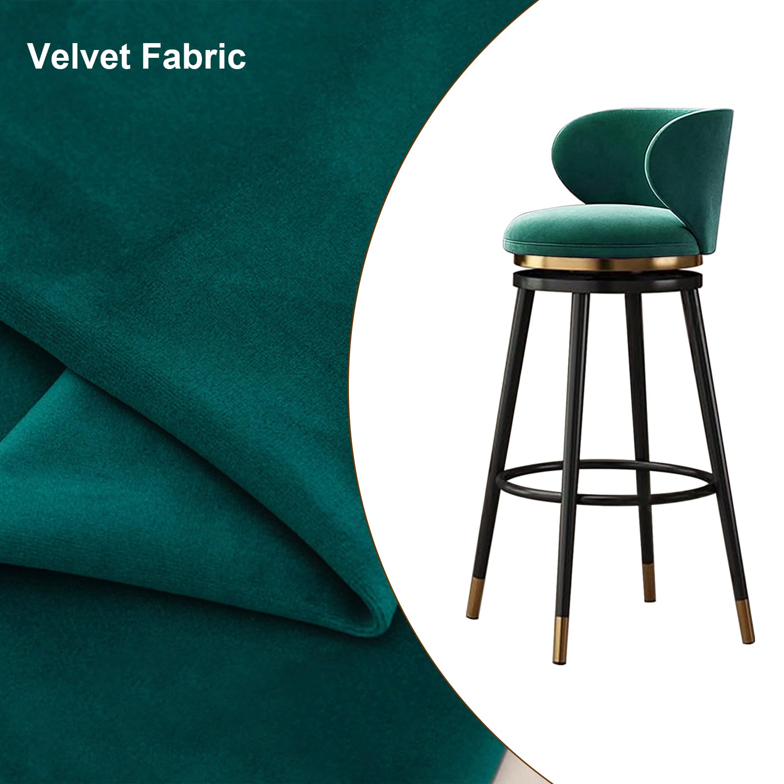 Ensemble de 2 tabourets de Bar pivotants, Assise Ronde en Velours Vert avec