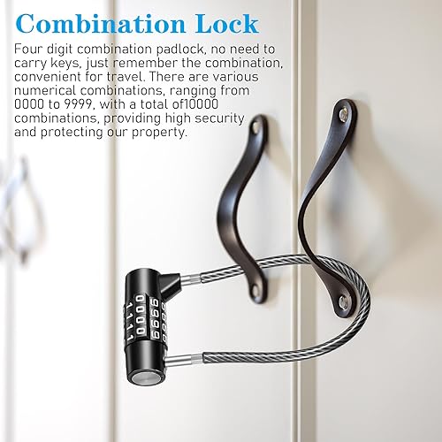 Miniatura 5 de Cerradura de cable de 4 dígitos con combinación, bloqueo de cable de acero de aleación de zinc de 7 pulgadas para taquillas, gimnasio, caja de