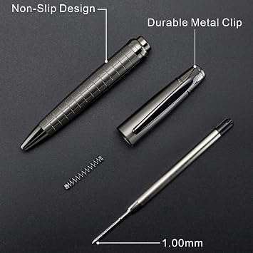 Bolivia's Tükenmez kalemler, Premium 3'lü Metal Kalem Seti Siyah Renk 1.0 mm Orta Uç Pürüzsüz Yazım İş ve Ofis Kullanımı İçin Mükemmel Hediye Seçeneği