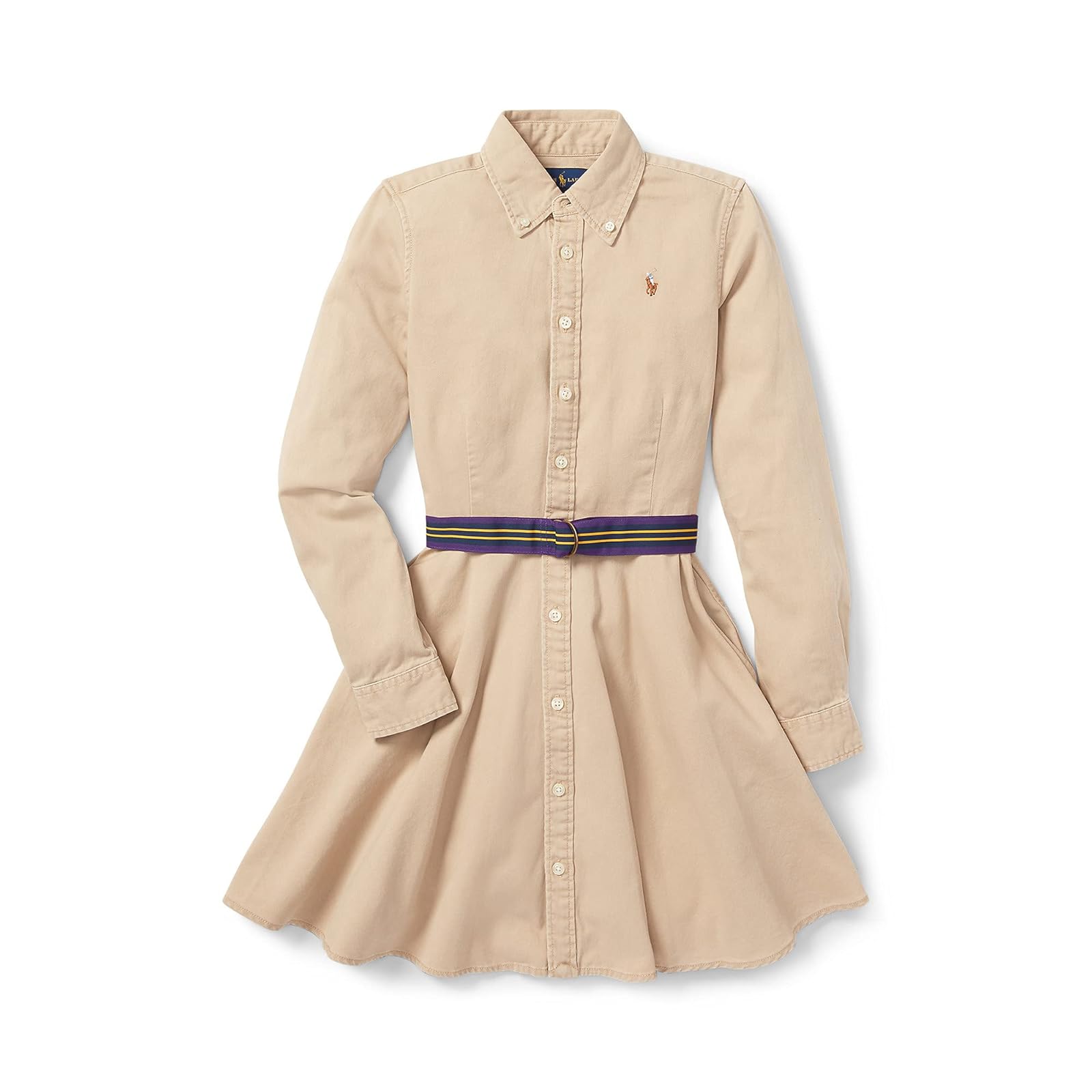 Girl's Dresses Polo Ralph Lauren Kids Belted Cotton Chino Shirtdress (Big Kids) - Picture 2 of 4