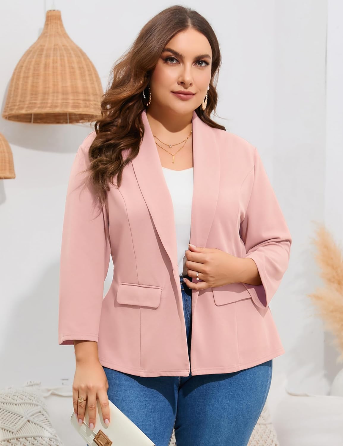 ShopWonder Women's Plus Size Casual Blazers Open Front Work Office Jackets Blazer with Pockets - Image 4