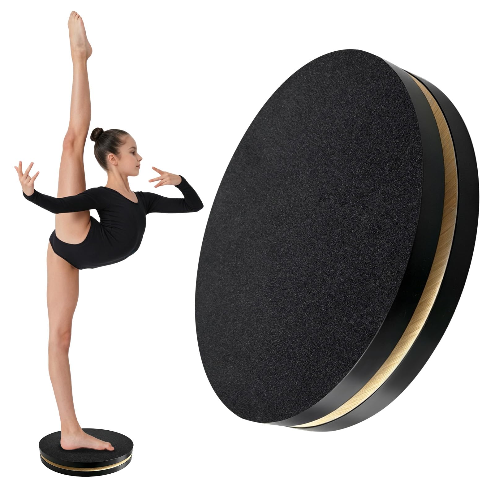 Jevervd Figure Skating Spinner, 28cm Wood Turning Board for Ice Skaters, Gymnastics, Dance and Ballet, Portable Non Slip Spin Disc for Dance & Spinner Disk Training Equipment