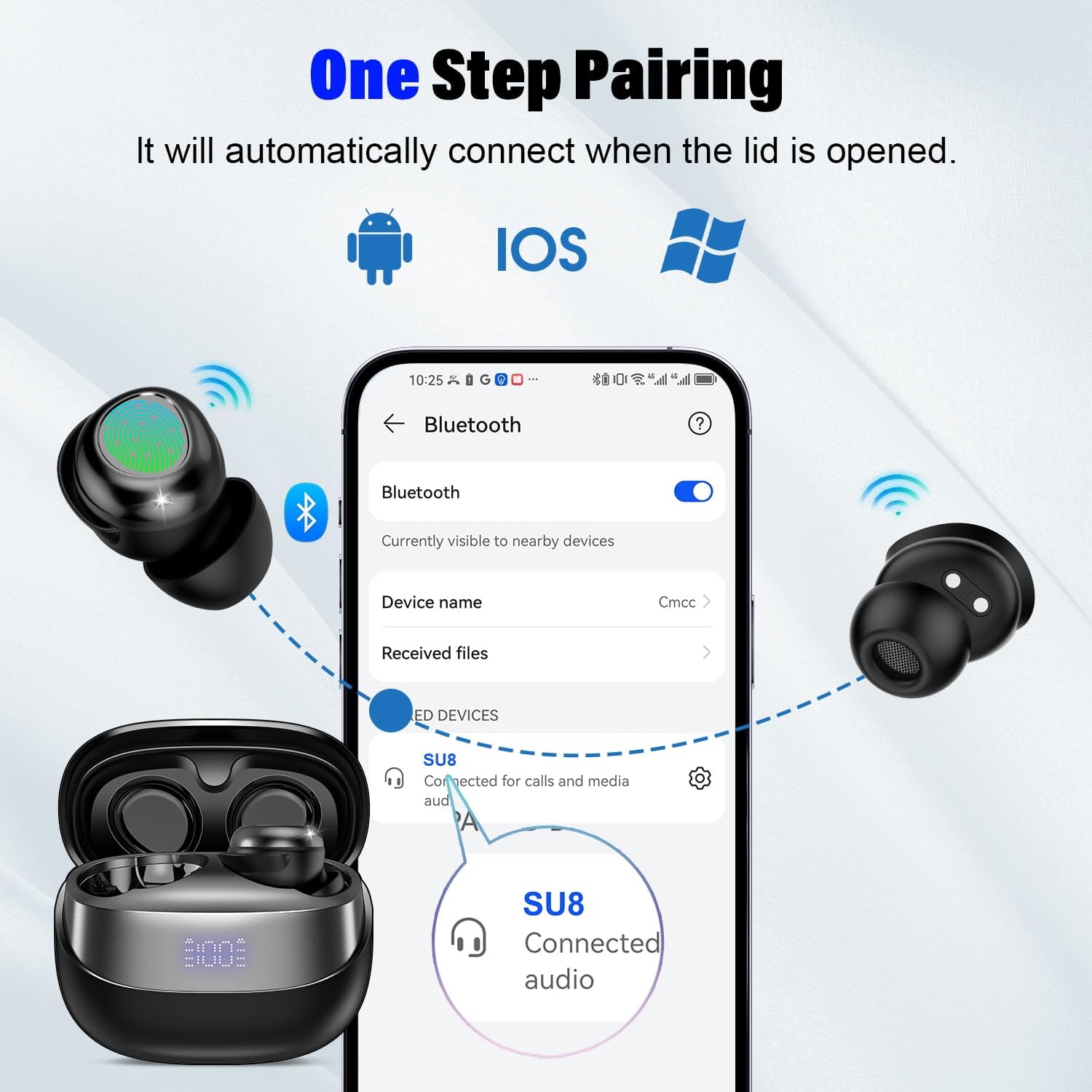 Auriculares para dormir, auriculares inalámbricos con cancelación de ruido para dormir de lado, Bluetooth de 5.4 pulgadas, ligeros, 47 horas de reproducción, llamadas claras para dormir, ejercicio
