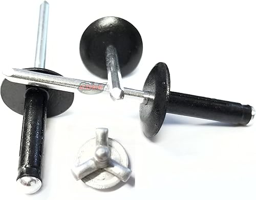 Remaches explosivos negros de 316 "Mandril de aluminio de cabeza grande de tres pliegues .040 - .354 Grip Range Fastener