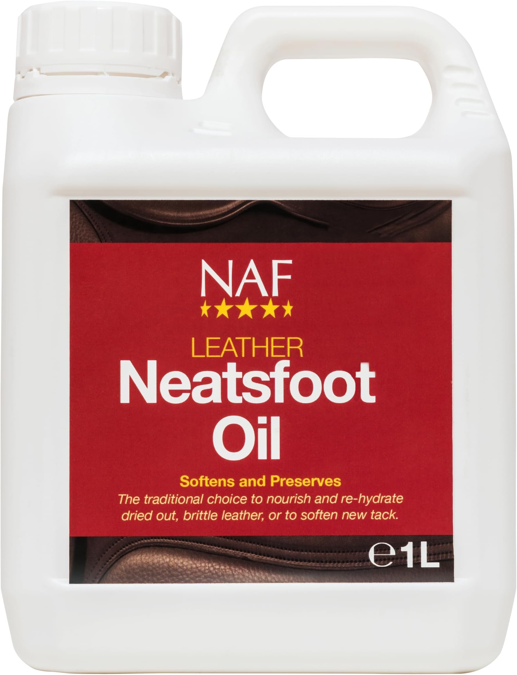 NAF Leather Neatsfoot Oil 1L – Traditional Leather Conditioner – Softens, Restores & Protects Tack – Ideal for Saddles, Bridles & Leatherwork