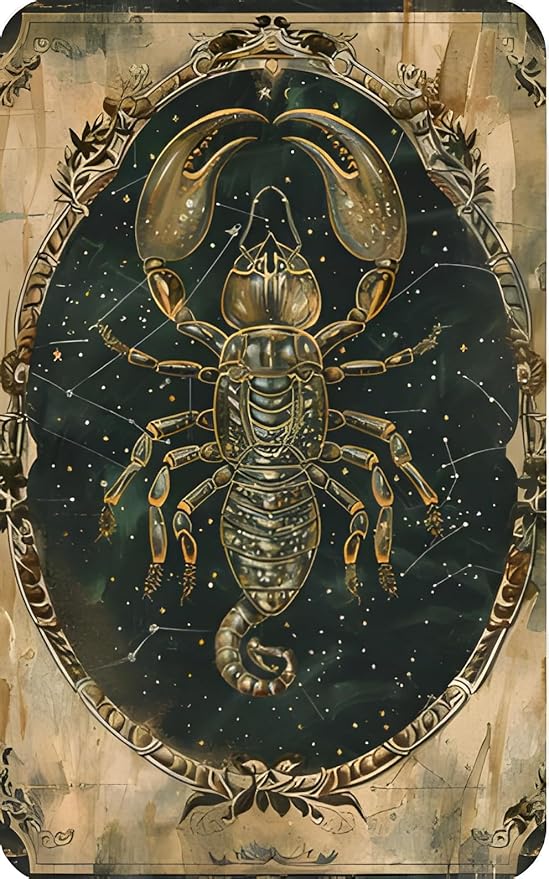 Twelve Constellations Scorpio Zodiac Metal Tin Sign,Celestial Star Sign Home Decor,Retro Astrology Wall Art for Living Room,Bar,ManCave,Vintage Horoscope Plaque for Astrology Lovers 12x8inch