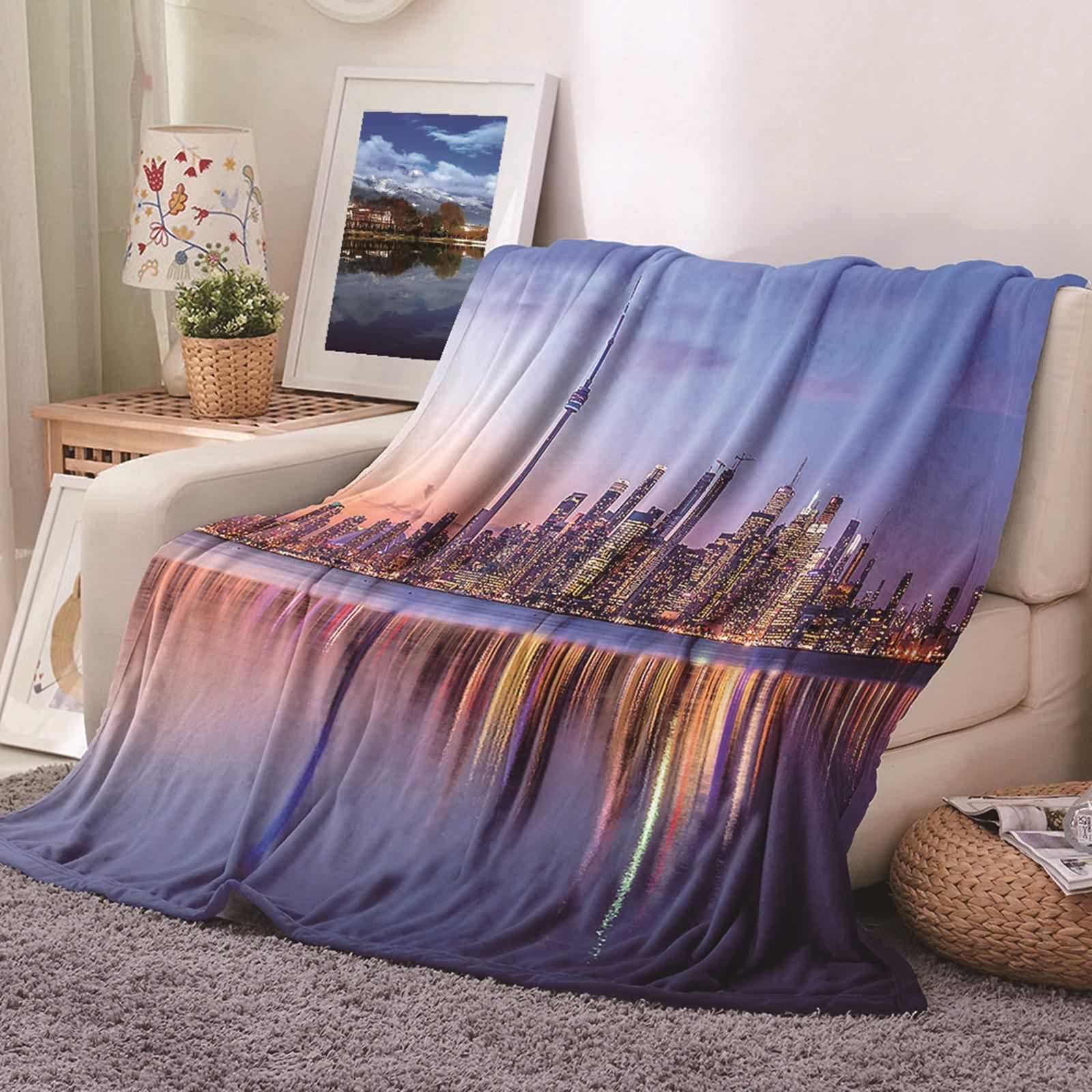 Couverture polaire flannel violette 100x150cm pour lit et canapé doux