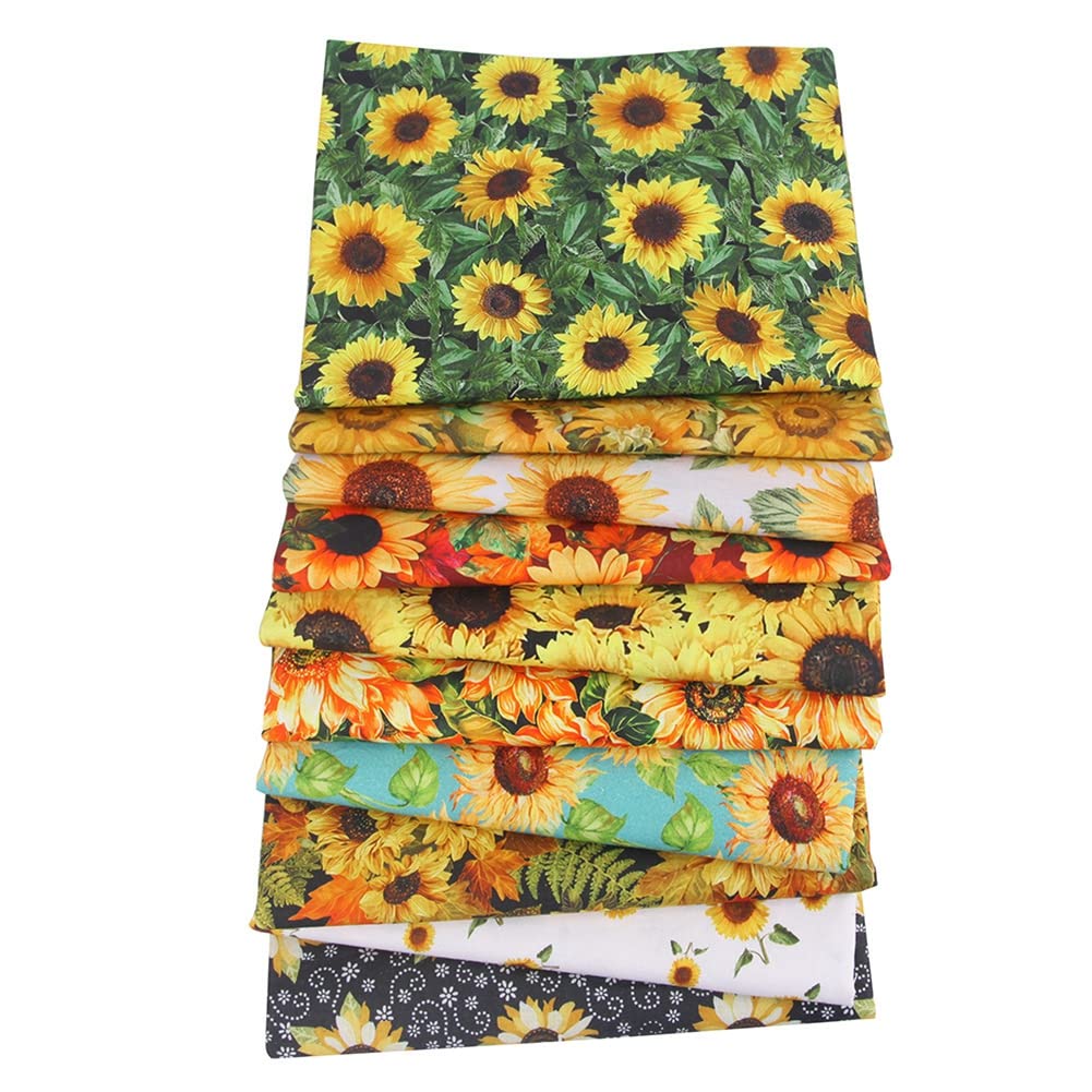 Tissu de tournesol en coton DIY fait à la main groupe de petites fleurs tissu petit tissu tête coton tissu pour Thanksgiving, matelassage, scrapbooking, patchwork