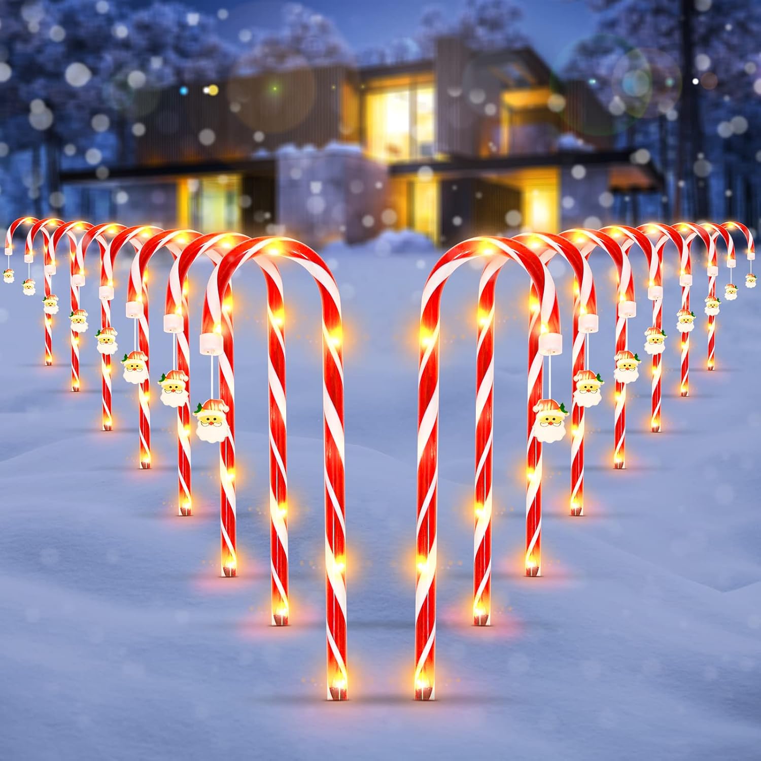 16 Pack Candy Cane Lights Pathway Outdoor 21inch with