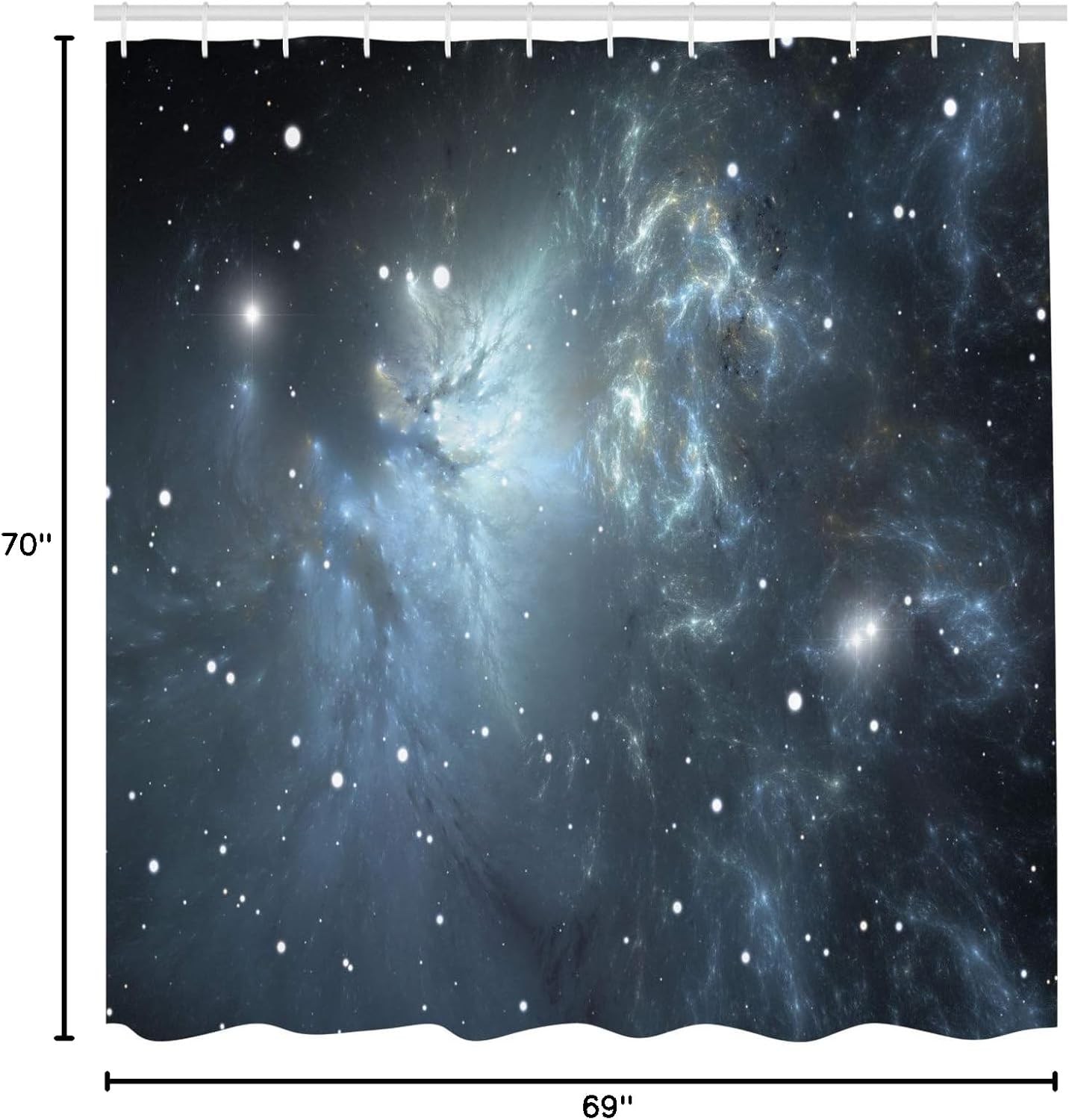 Ambesonne Constellation Shower Curtain, Infinite Space with Nebula and Stars Universal Energy Cosmology, Cloth Fabric Bathroom Decor Set with Hooks, 69" W x 70" L, Pale Blue Black White