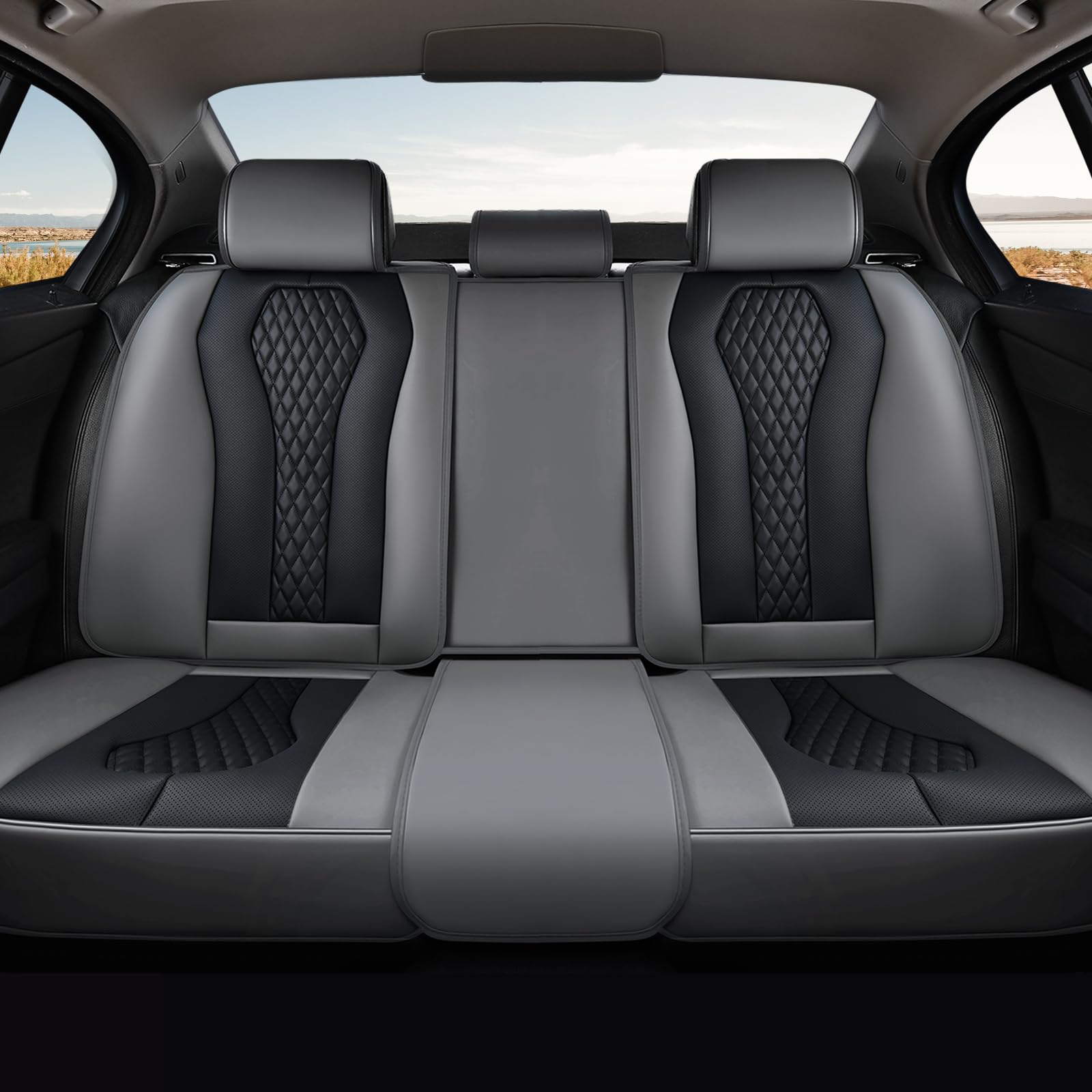 Coverado Car Seat Covers, Back Car Seat Cover, 3-Pieces Leather Seat Cover, Luxury Car Seat Cushion, Luxury Seat Cover Seat Protector Universal Most Cars Trucks SUV
