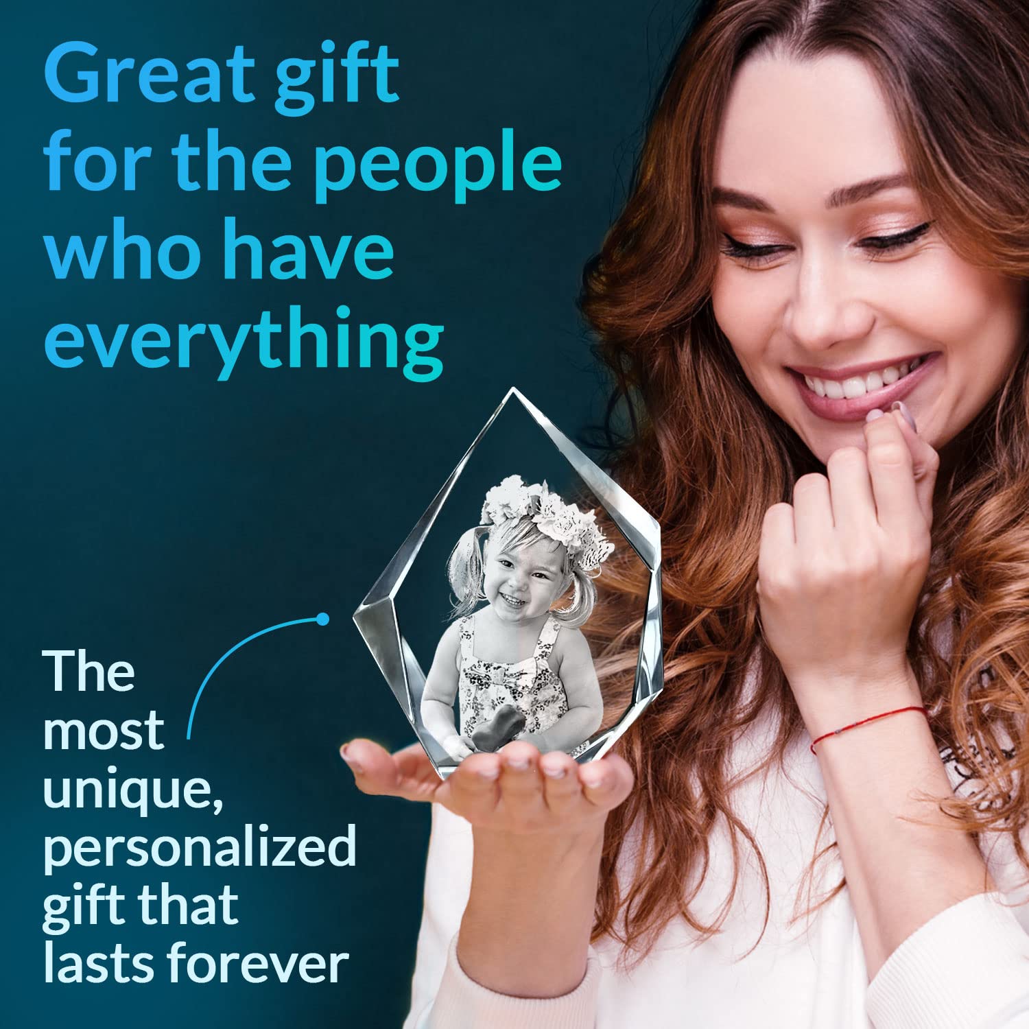 ArtPix 3D Crystal Photo, regalo personalizado con su propia foto, imagen grabada con láser 3D, cristal de corazón grabado, regalos de cumpleaños conmemorativos para mamá, papá, hombres, mujeres