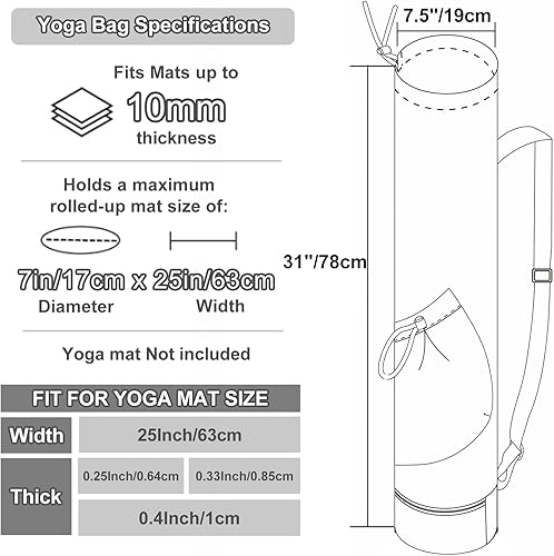 Miniatura 4 de sportsnew Bolsa para esterilla de yoga con bolsillo para botella de agua y bolsillo inferior húmedo, bolsa de almacenamiento multifuncional, patente