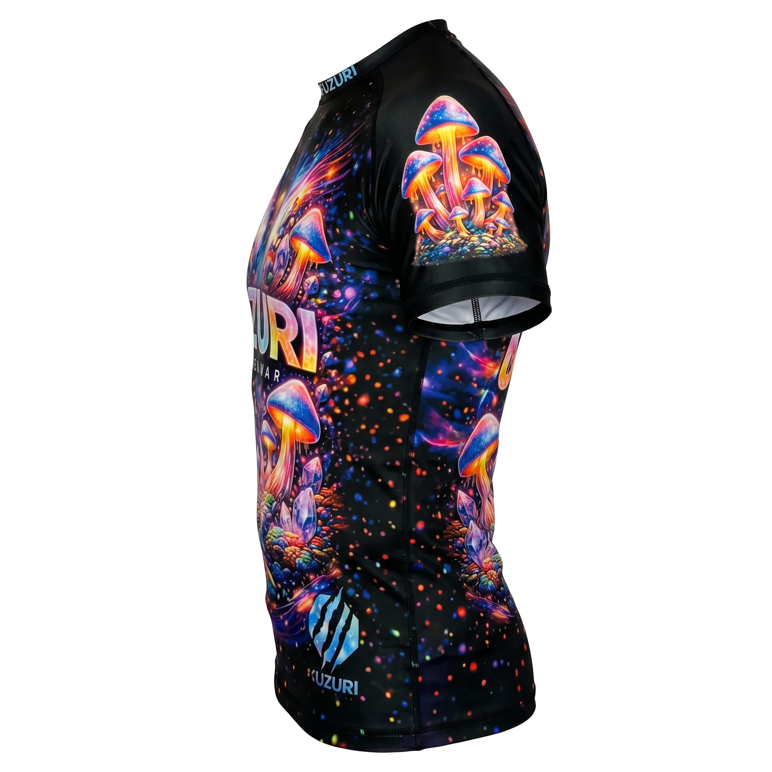 KUZURI Rashguard Herren BJJ Kurzarm – MMA Compression Shirt für No-Gi, Grappling & Kickboxen – Atmungsaktives Psychedelic T-Shirt