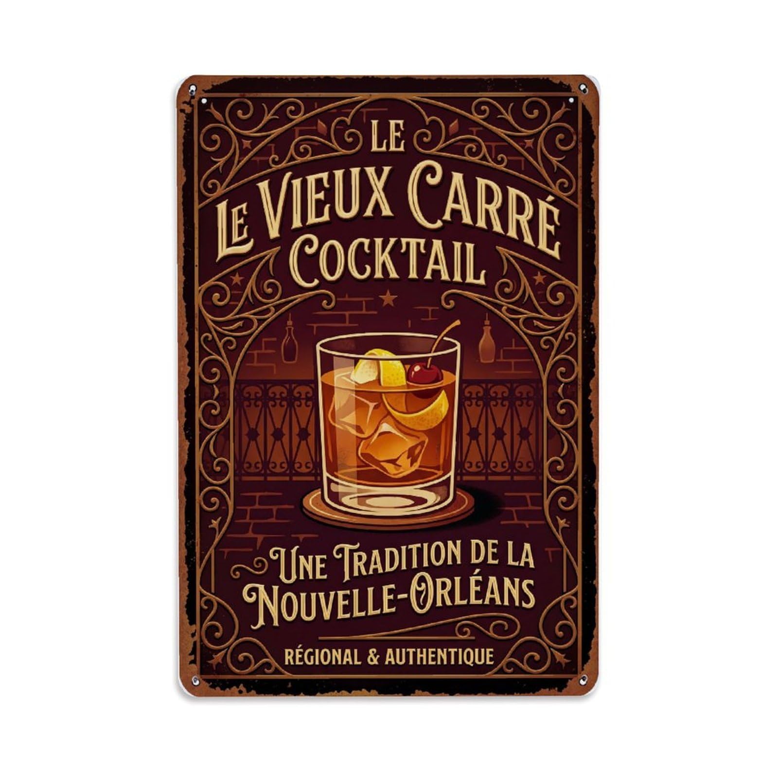 Vieux Carre Tiki Culture Metal Tin Sign Plaque Wall Decor for Cafe, Club Bar, Office, Home Garden Metal Poster 8x12Inch