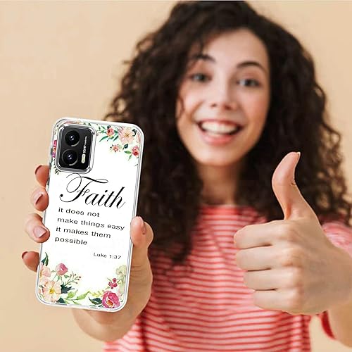Miniatura 6 de Funda transparente para Motorola Moto G Stylus 5G 2023 con versículo bíblico 1-37, patrón cristiano para mujeres y hombres, doble capa híbrida de