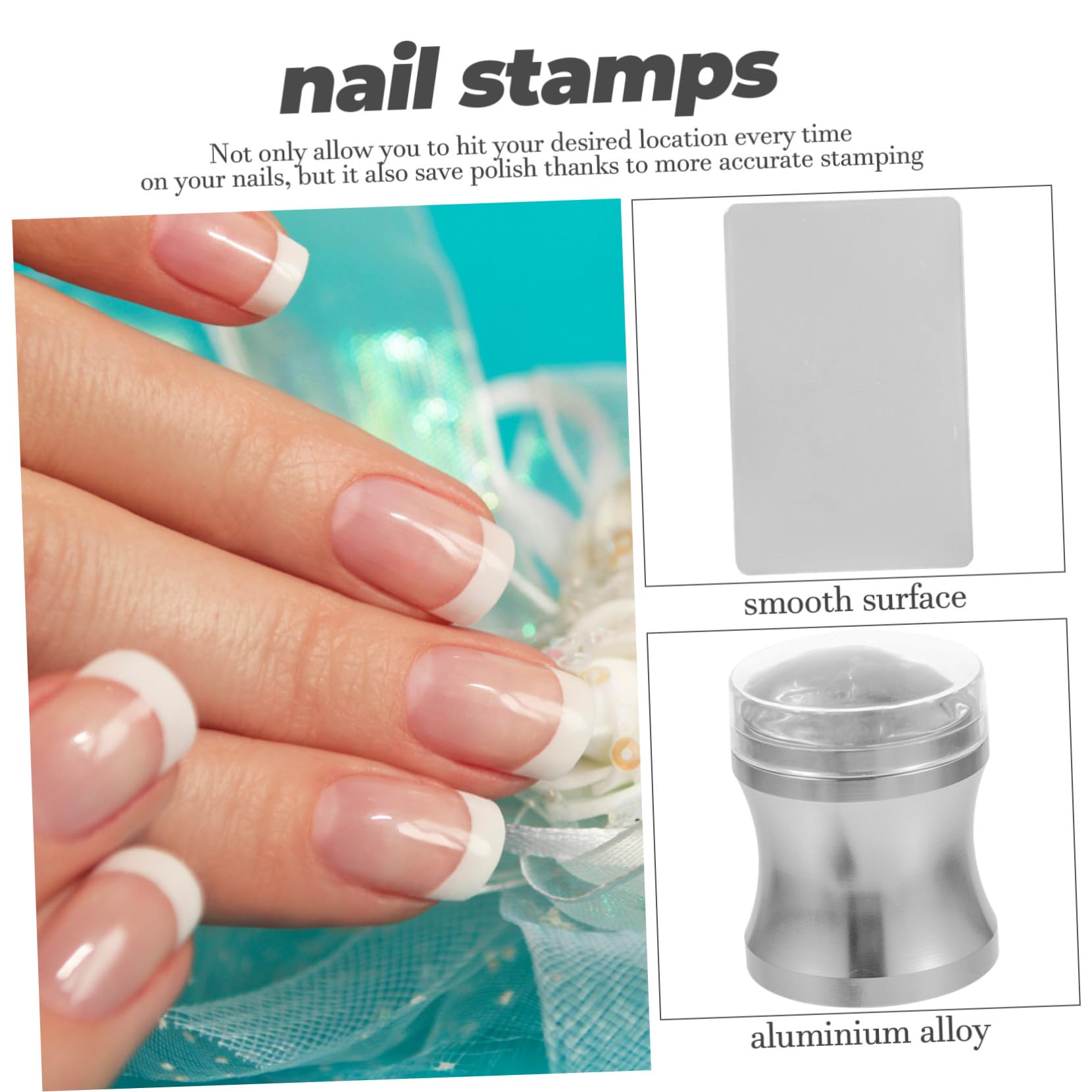 5juegos Estampadores De Uñas De Silicona Para Arte De Uñas Herramientas De Manicura Para Estampado Francés Cabezal Transparente y Raspador