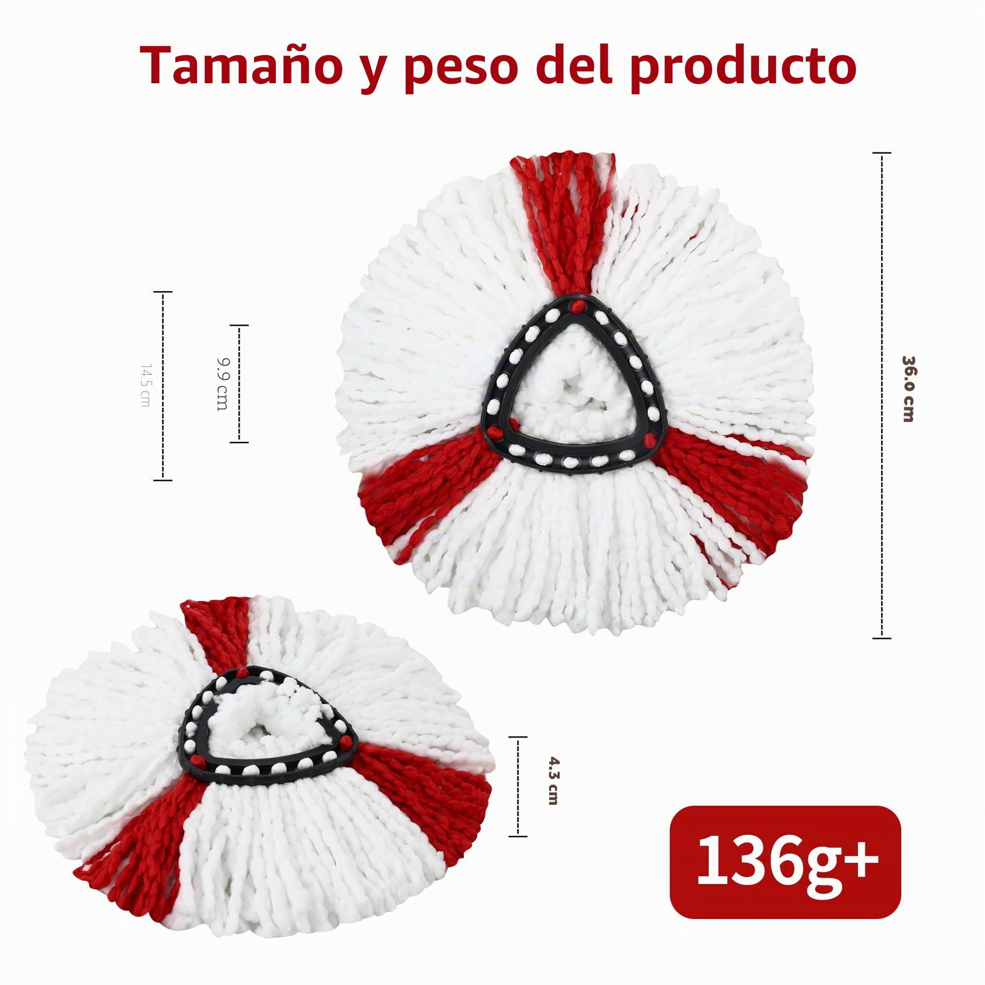 6 Piezas Cabezales de Repuesto para Fregona Vileda Turbo, Fregona Compatibles para Vileda Turbo, Compatible para Vileda EasyWring y Clean Turbo 2 en 1 Repuesto, Apto para todo tipo de suelos