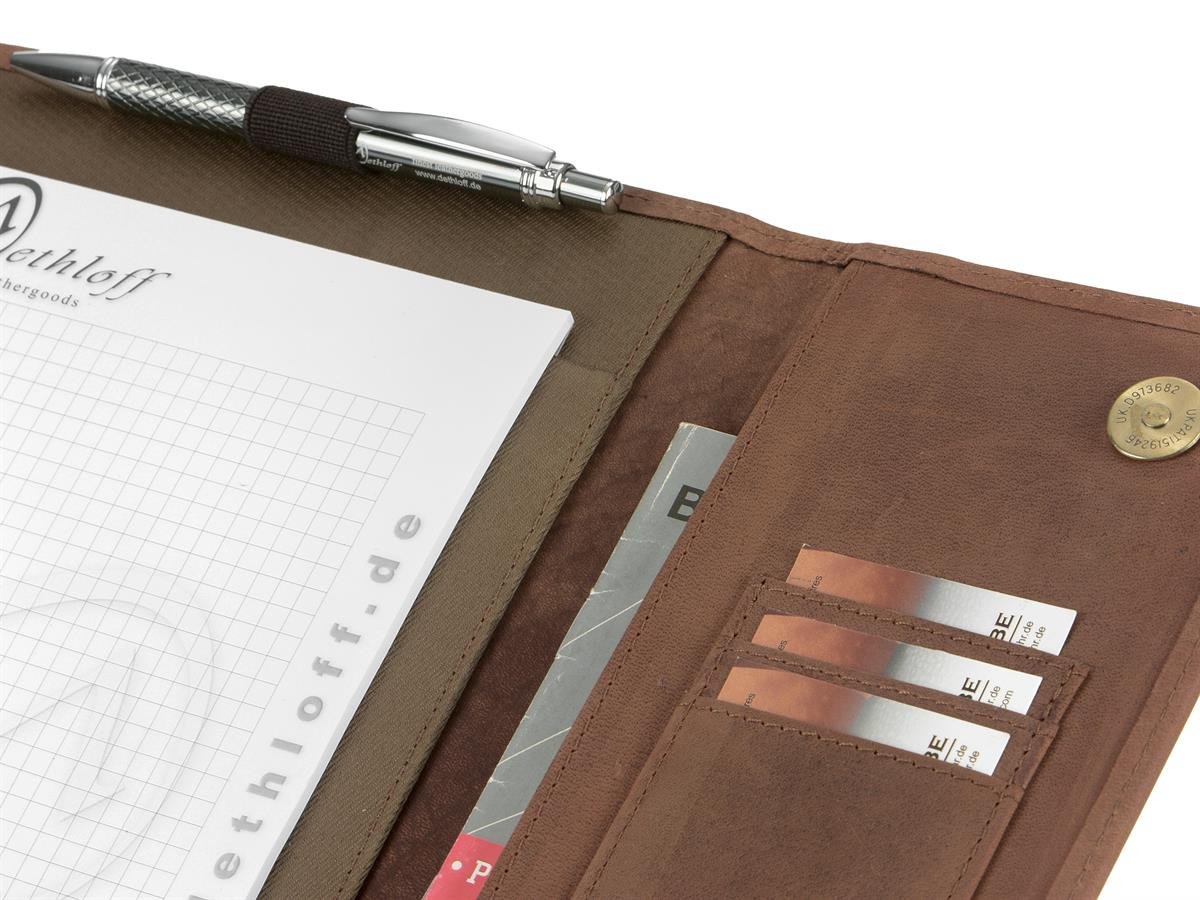Handwerkermappe Schreibmappe Notizmappe A5 Leder Magnetverschluss Hunter antik braun