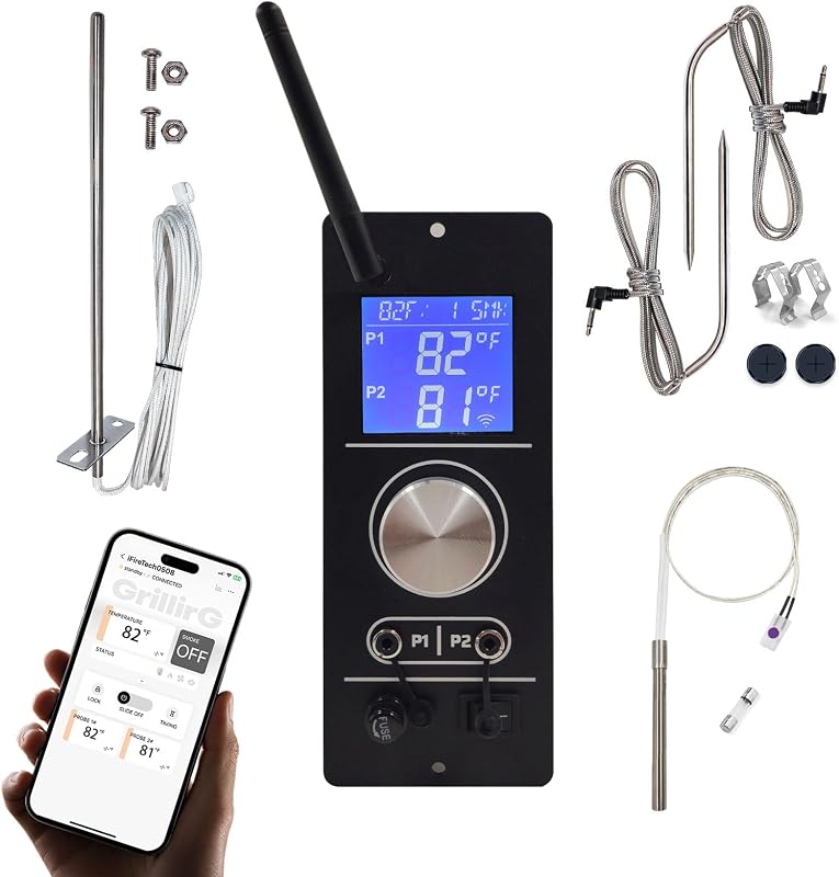 Smart WiFi PID Controller Kit for Camp Chef Gen 2 Retro Fit Grills | Full Set with WiFi Controller, Igniter, RTD & 2 Meat Probes | Fits Pursuit 20, SG24/SG30, SGX, DLX, XT, Woodwind Classic