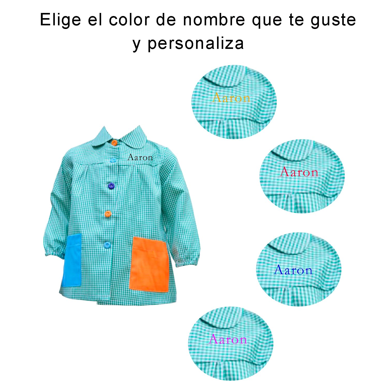 Bata Escolar Infantil Unidades Babi Escolar Niño o Niña para Guarderia y Colegio Cuadrado con Botoens Park 2 Unidades