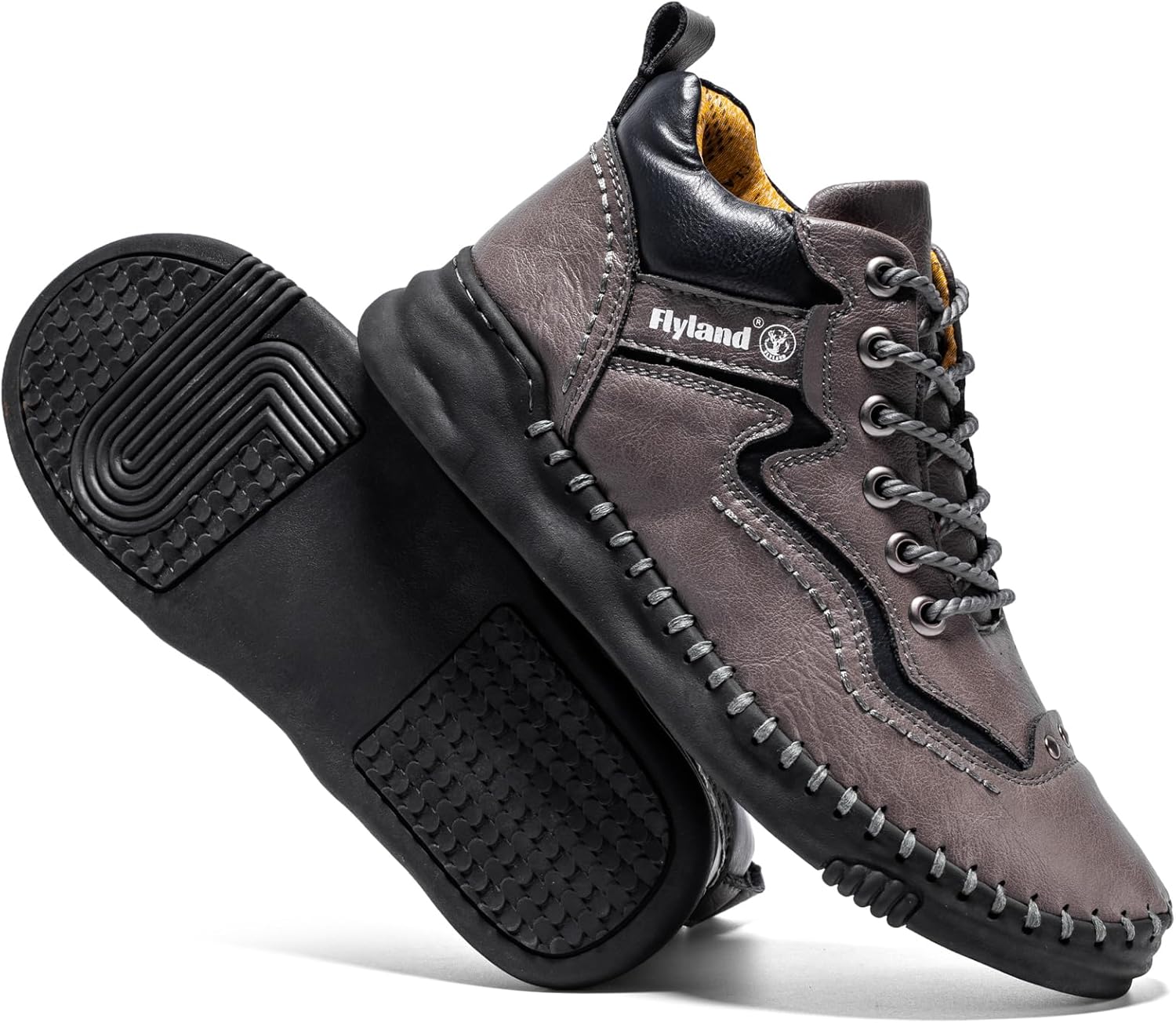 FLYLAND Mens Casual Leather Shoes Ankle Chukka Boots Handmade Retro British Walking Daily Work Office Sneakers Shoes for Male - Image 6