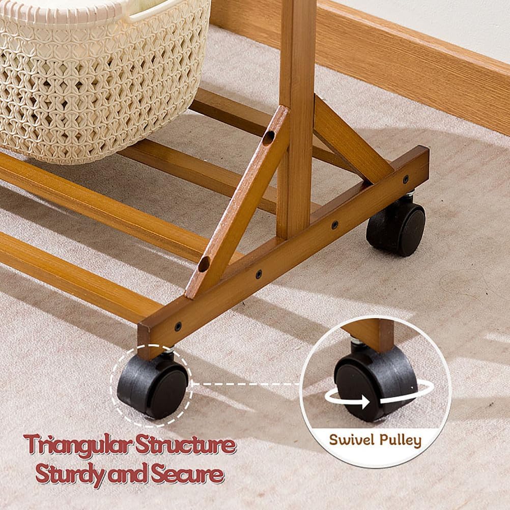 BK&amp;MF モダンな自立式コートラック木製スタンド衣類ハンガー収納棚付き帽子掛けオーガナイザーラック玄関・廊下用,黒,31x