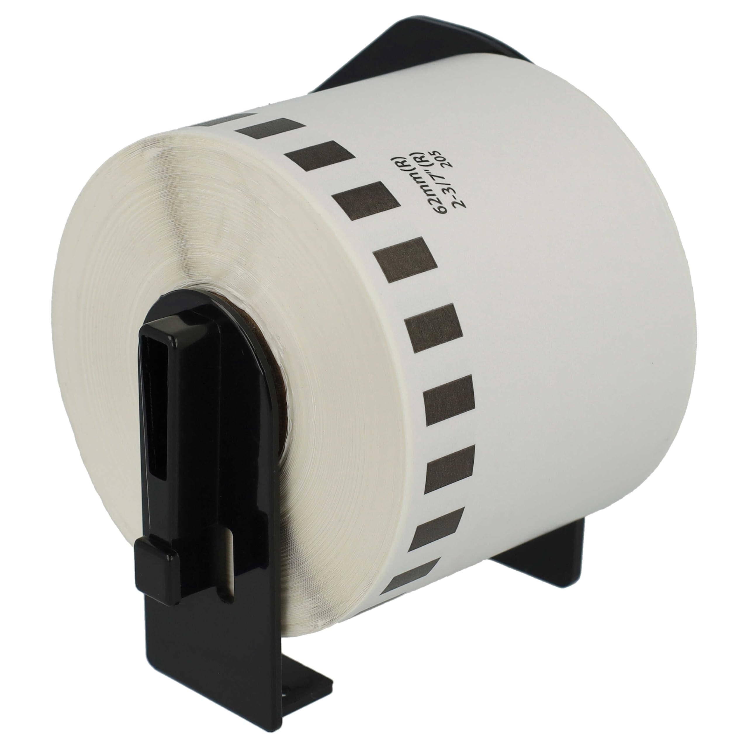 vhbw 5x Rouleau d'étiquettes + support 62mm x 30,48m remplacement Brother DK-44205 étiqueteuse détachable