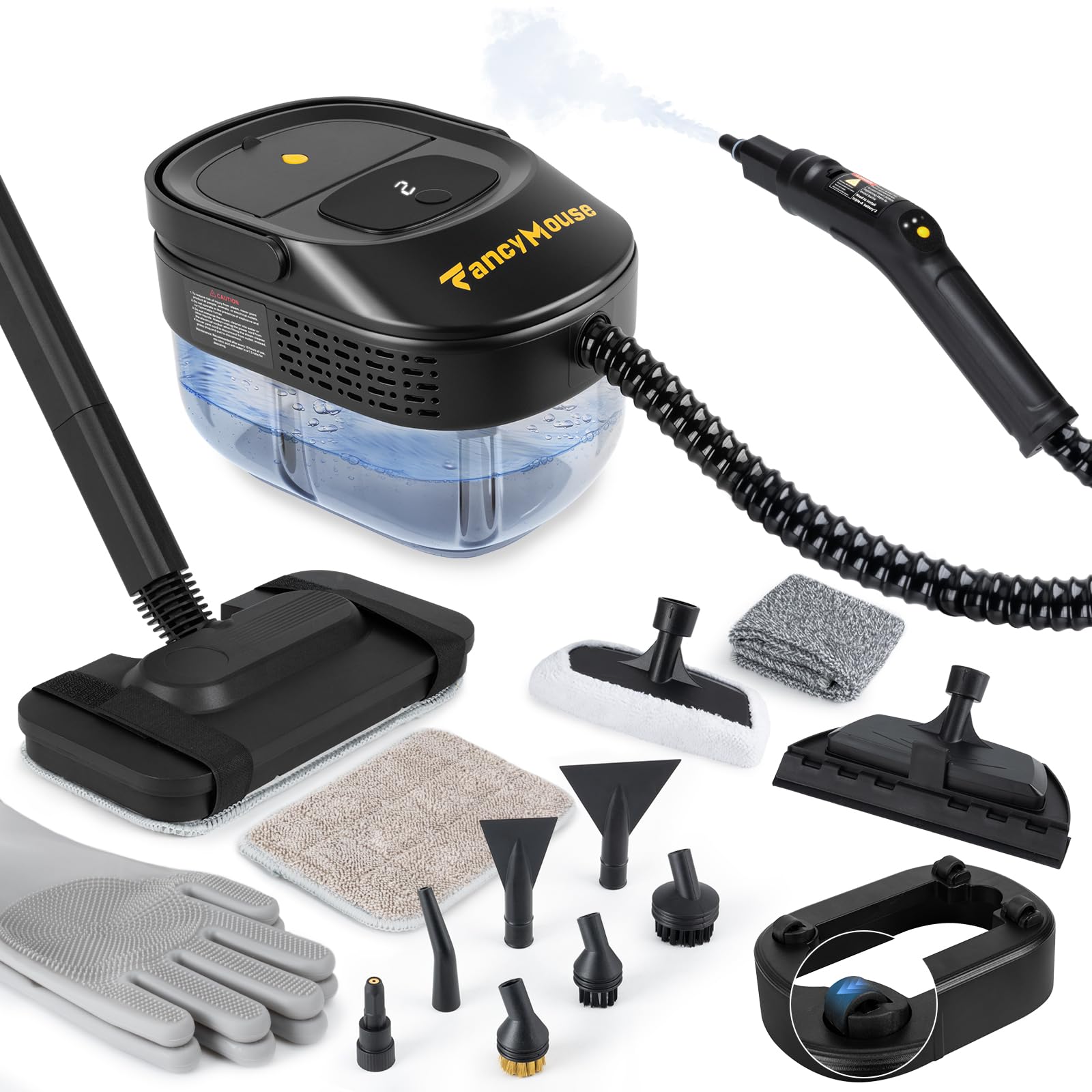 Steam Cleaner 3-Level Adjustable Handle 15s Heat-Up 1500W Steamer for Cleaning Rolling System Portable Steamer for Cleaning with
