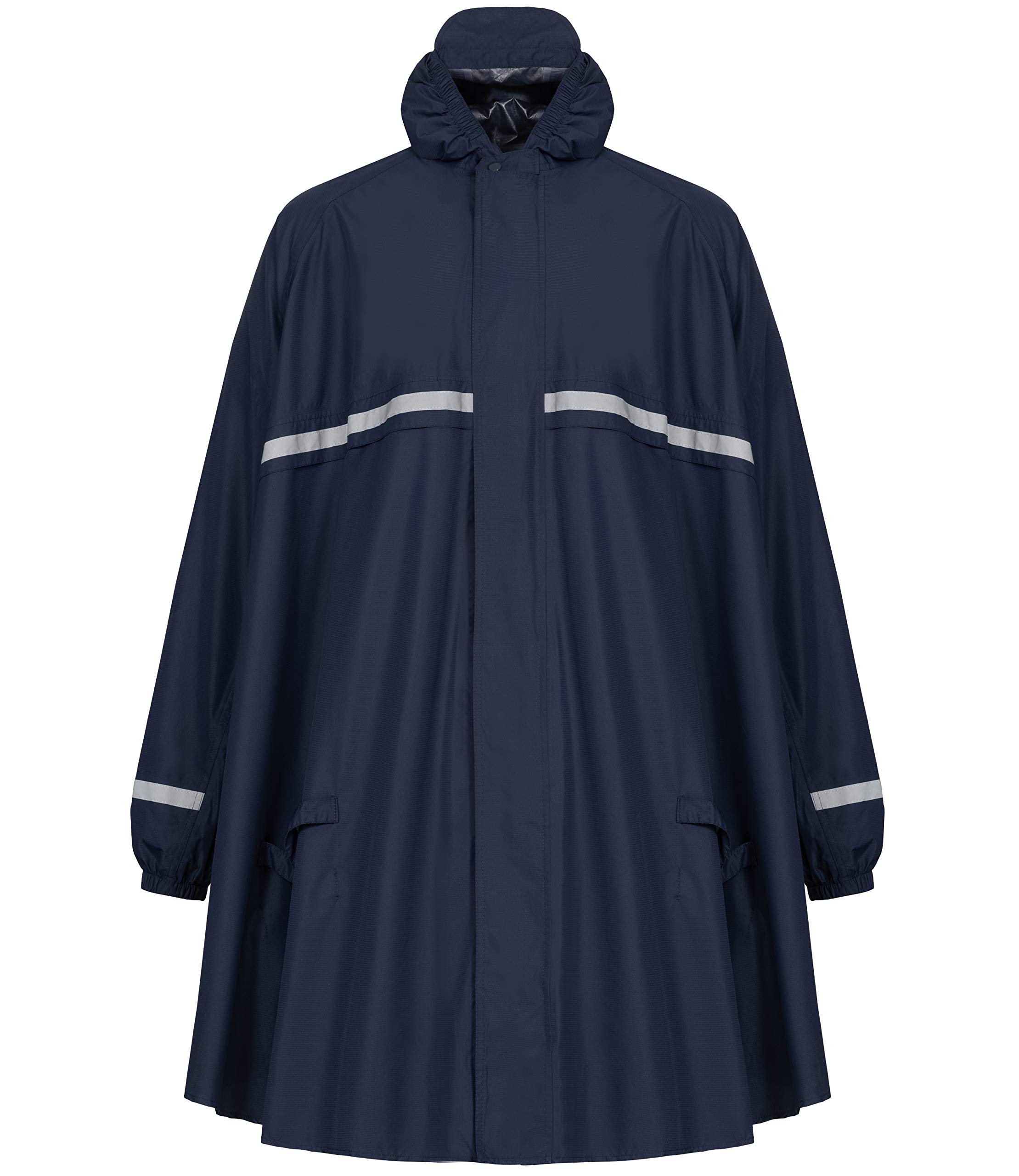 HOCK Rain poncho with zip and sleeves, bicycle poncho, waterproof and breathable, with hood and reflectors, men's and women's rain cover