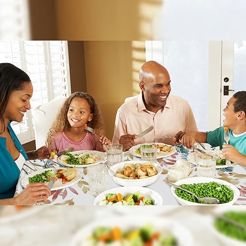 Miniatura 8 de Mantel redondo de 60 pulgadas, mantel redondo floral, resistente a las manchas, repelente al agua y sin arrugas, mantel circular de flores de otoño