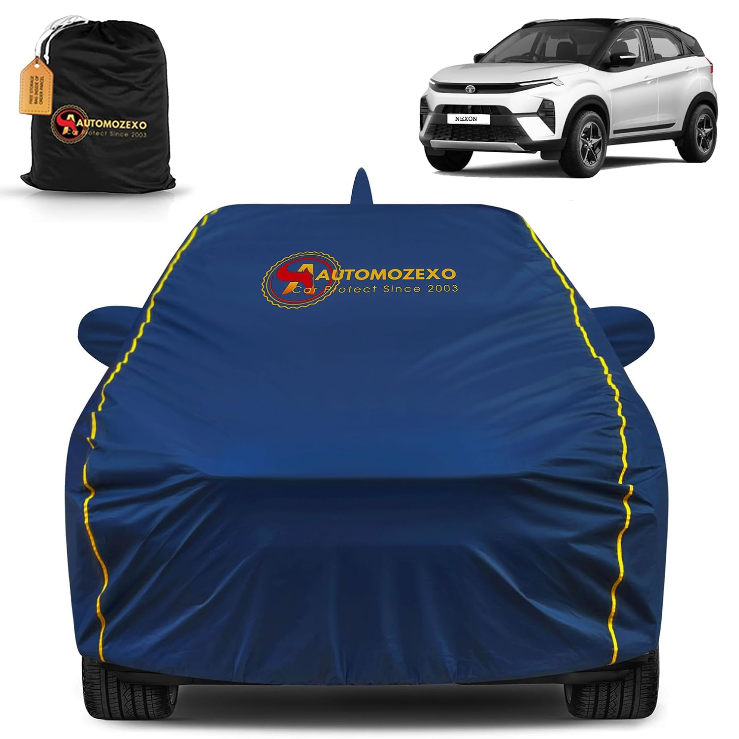 AUTOMOZEXO® Tata Nexon 100% Waterproof Car Cover (Midnight Blue) 6LYR HDPE 200gsm Strong Fabric for All Weather Protectio... - Review, Price and Buying Guide