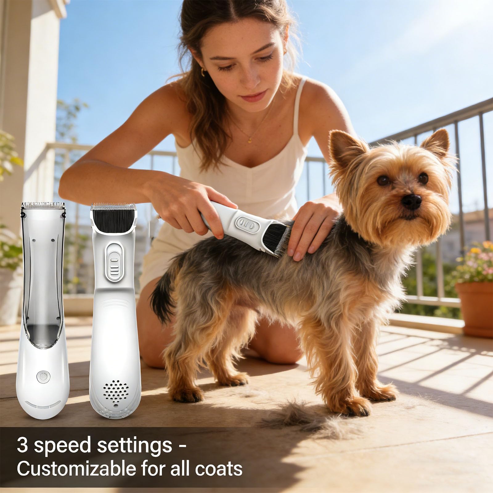 Vacuum Pet Grooming Cutter Combinato Piano Affilatrici di Taglio Ceramica Raccoglie i Capelli Basso Rumore Tre Impostazioni di Velocità Batteria Lunga Puss Capelli Potatore Vuoto
