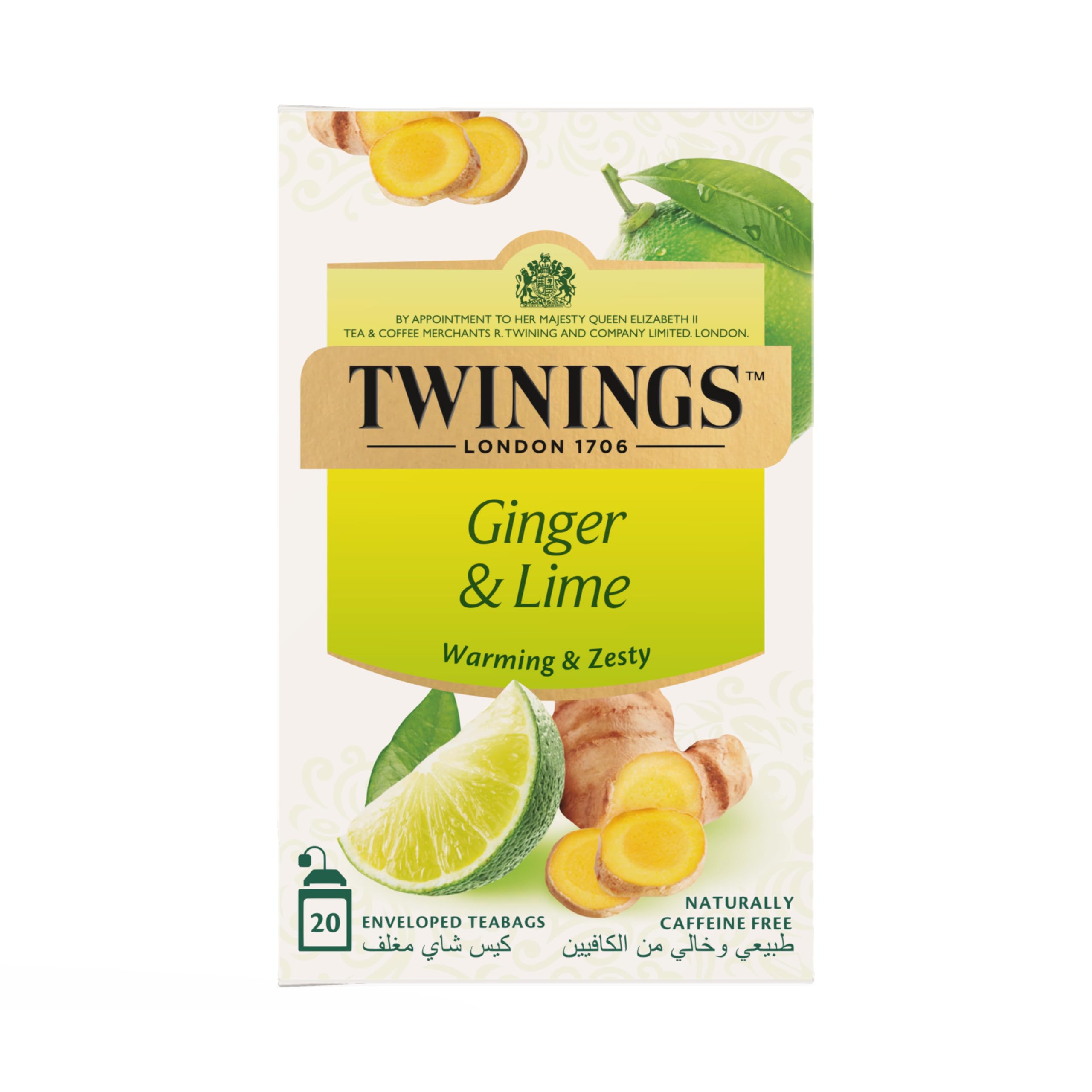 Infuso Ginger & Lime Tea, Luxury Tea Blend, Made with All Natural Ingredients, Naturally Caffeine Free, 20 Tea Bags