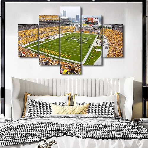 Vista 80 de Cuadros de estadios deportivos de fútbol americano de Minnesota, cuadros de vikingos, 5 paneles, lienzo para pared, arte de pared del estadio