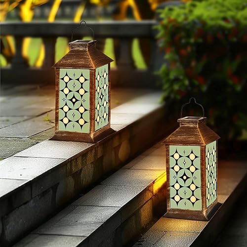 Miniatura 6 de Farol solar vintage de mediados de siglo de los años 50, moderno, retro, atómico, geométrico, celosía, estrella, jardín, lámpara colgante