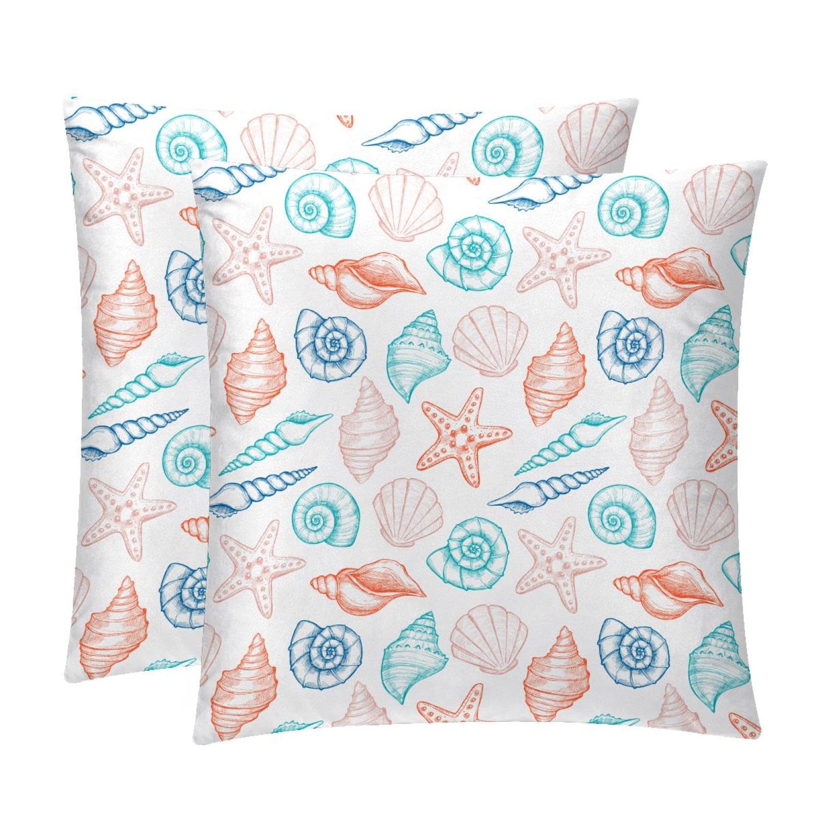 TDGKPZ Blue Shell Starfish Throw Pillow Covers 2 Pack Cushion Cases Decorative Pillow Cases Home Decor 40x40cm