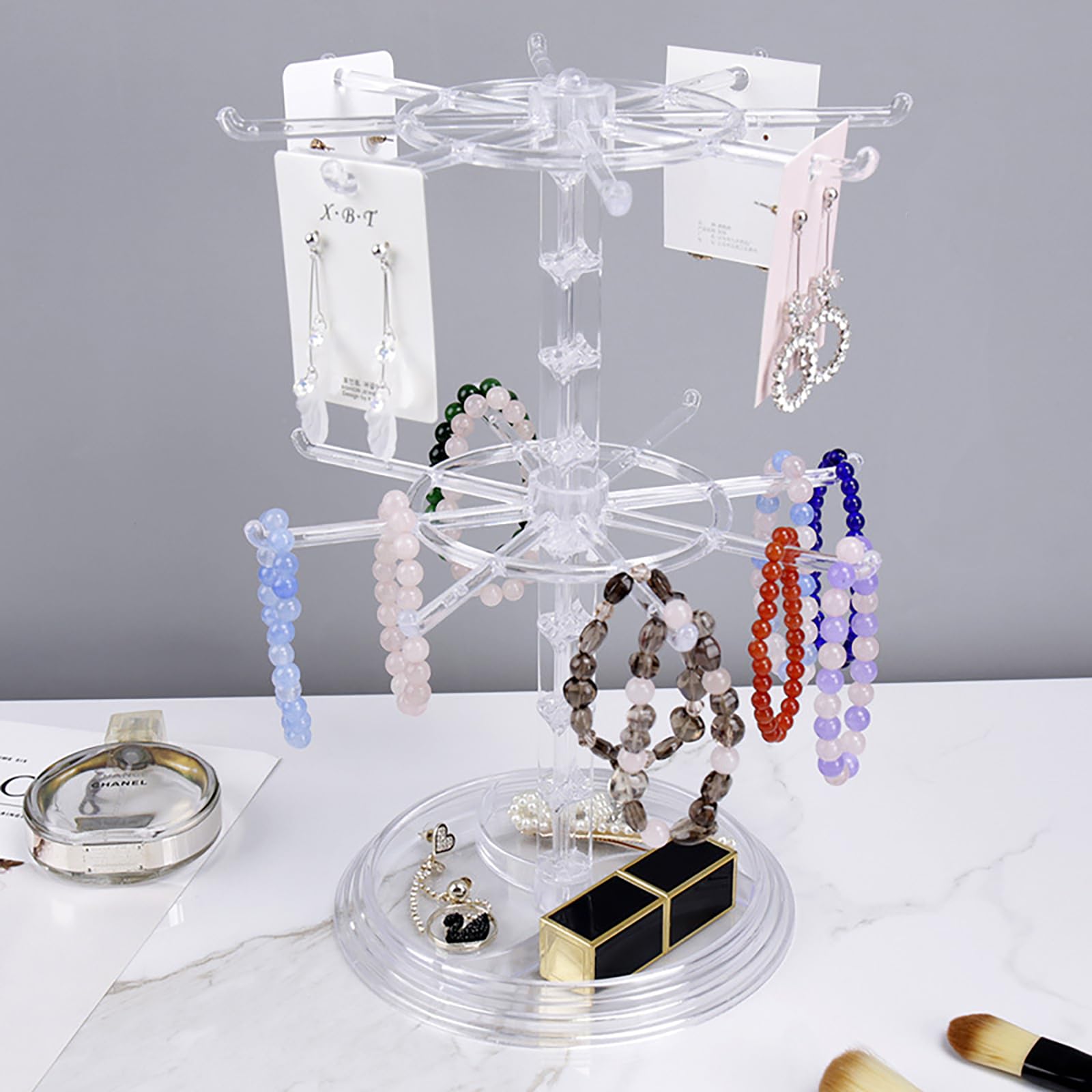 Lakymisy 回転式 ジュエリースタンド ジュエリー収納ボルター アクセサリースタンド ディスプレイボルター 鍵 キーホルダー バングル ネックレス イヤリング ブレスレット展示 自宅 販売用