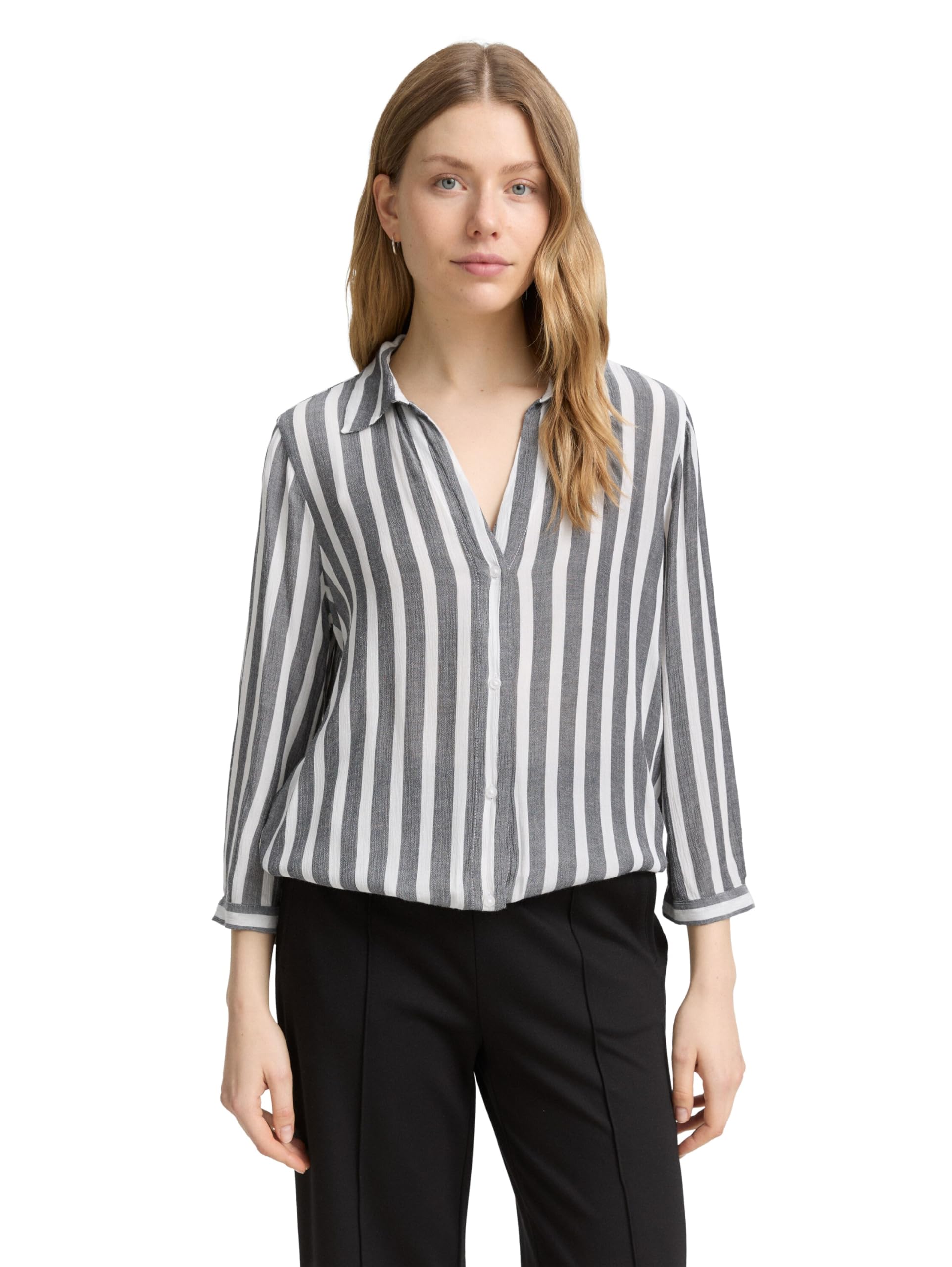 Tom Tailor Damen 1047179 Regular Fit Bluse in Knitter-Optik (1er Pack)