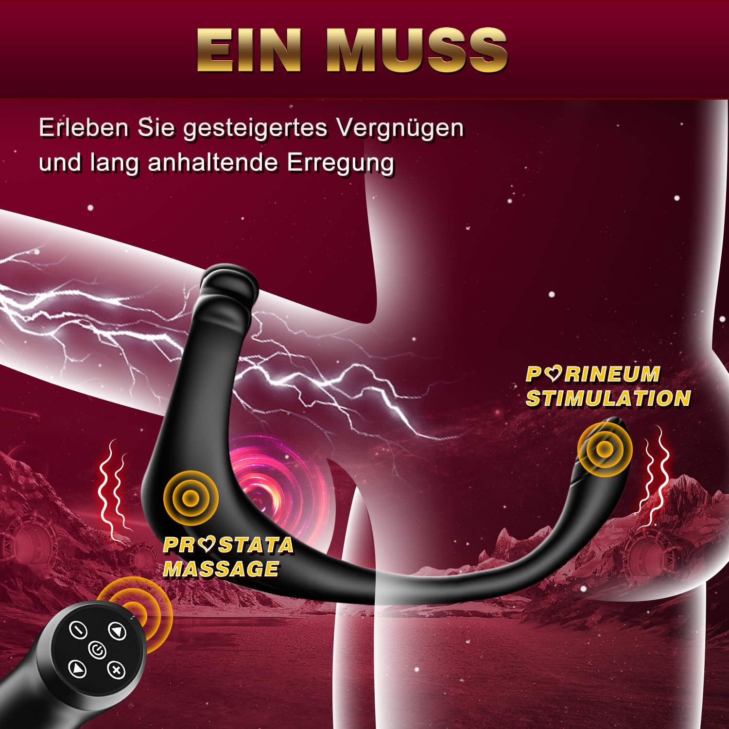 Estimulador Prostata Vibradores Para Hombres Plug Anales,con Vibración Juguetes Sexuales hombre Consolador con 10 Modo, Masajeador Prostata Estimulación Anillo Vibradorador Anal Vibrador con Mando