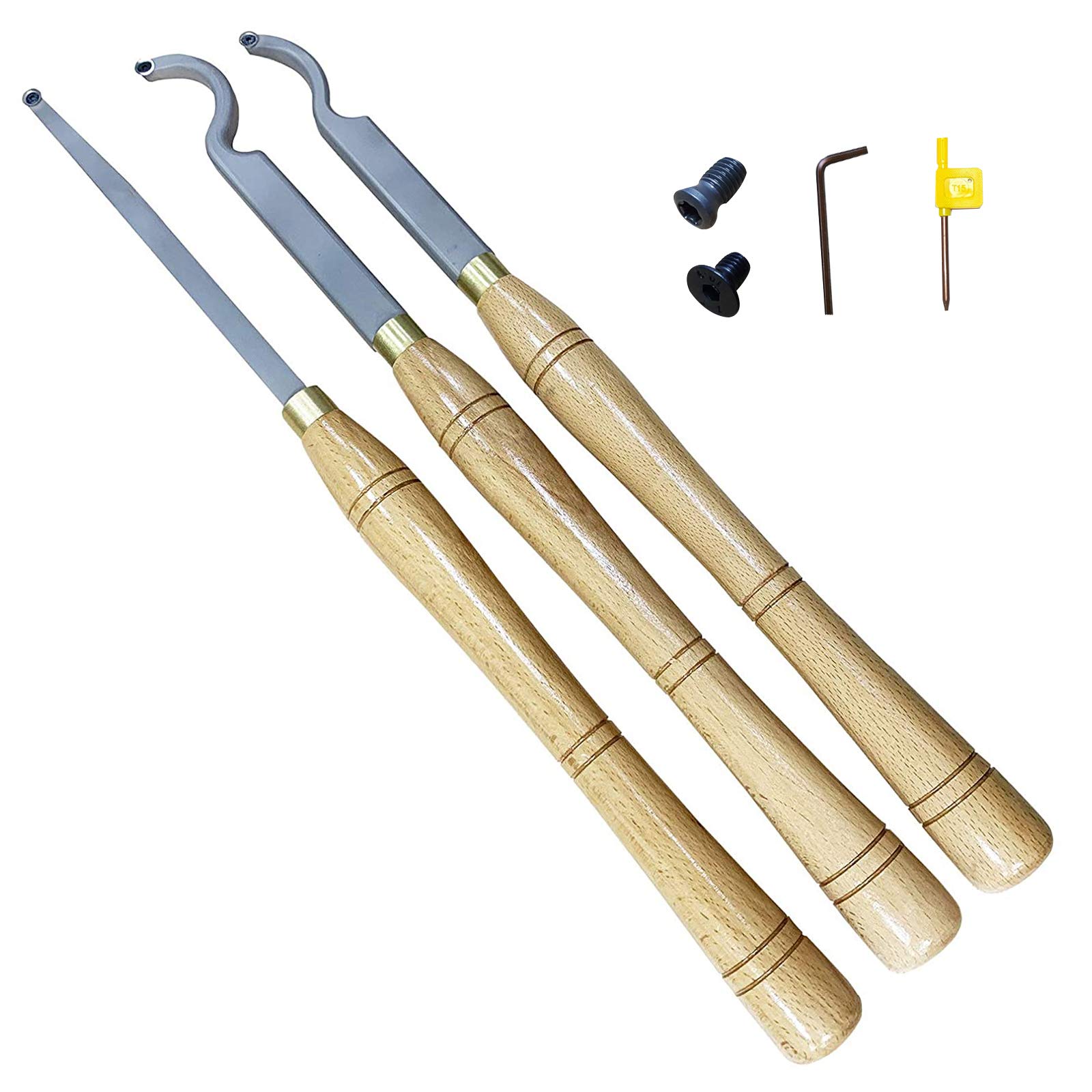 Set di utensili per tornio con punta in metallo duro, utensili per tornitura del legno con alberi dritti e a gancio con comode impugnature per impugnatura Utensili da tornio per hobbisti del legno, fa