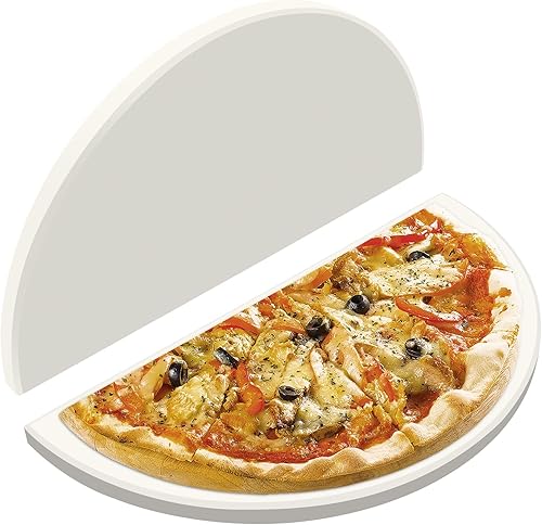 Miniatura 1 de Gyykzz Half Moon - Platos deflectores de calor de cerámica, piedra de pizza de 15 pulgadas, perfectos para Kamado Joe Classic I, II, III, accesorios