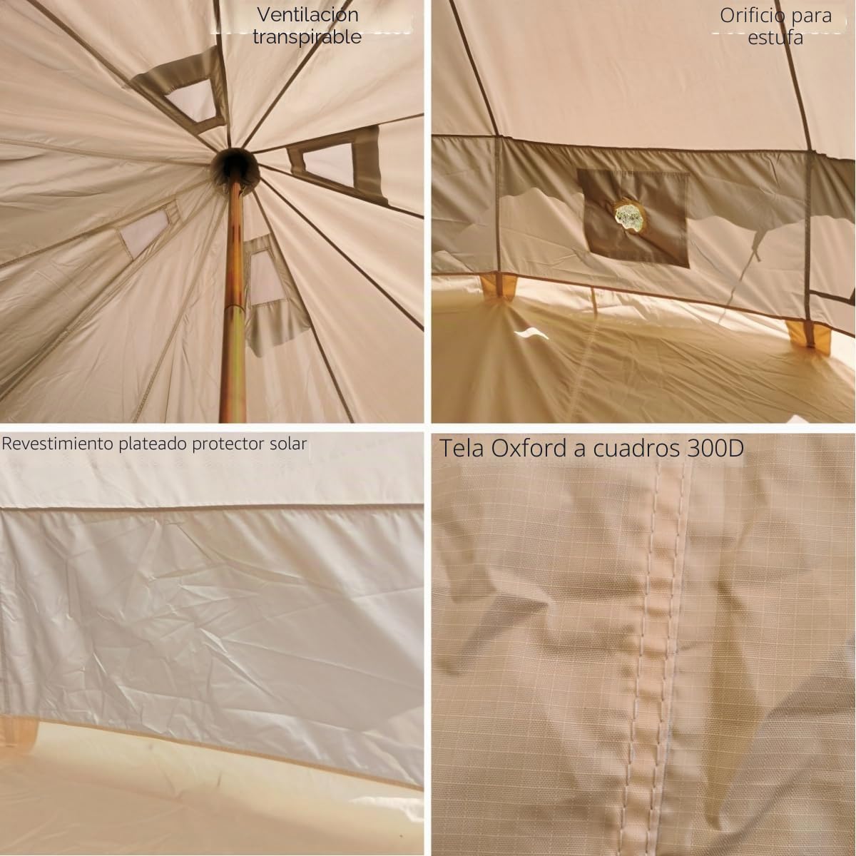 Carpa de Glamping al Aire Libre Safari 4M Yurt Impermeable Tienda de Campana 4M para 4-5 Personas Acampada Familiar o Festival al Aire Libre