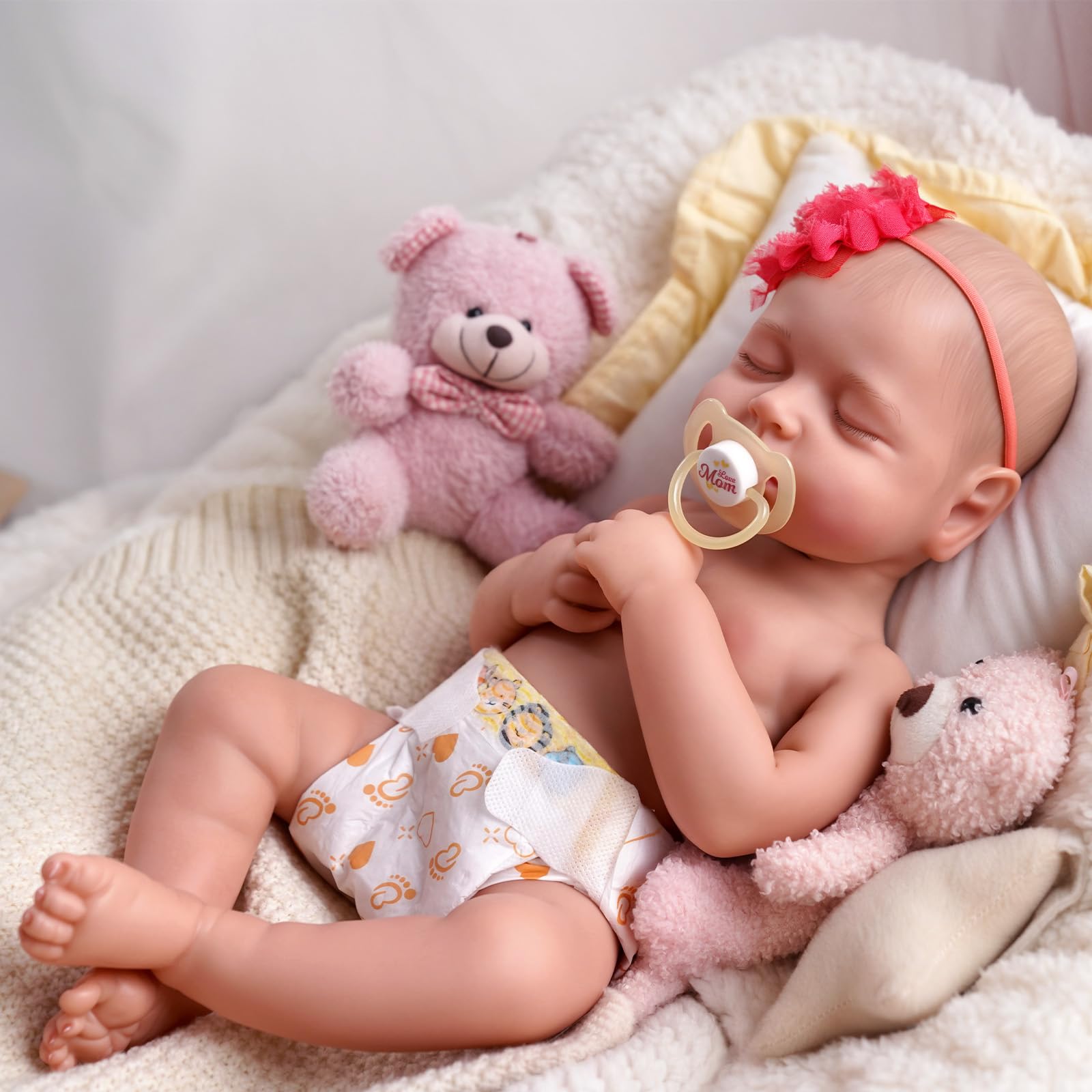 JIZHI Bambole Reborn - 20 Pollici Bambola Femmina In Silicone - Neonato Addormentato Con Vestiti e Accessori Giocattolo Per Bambini 3+ Anni